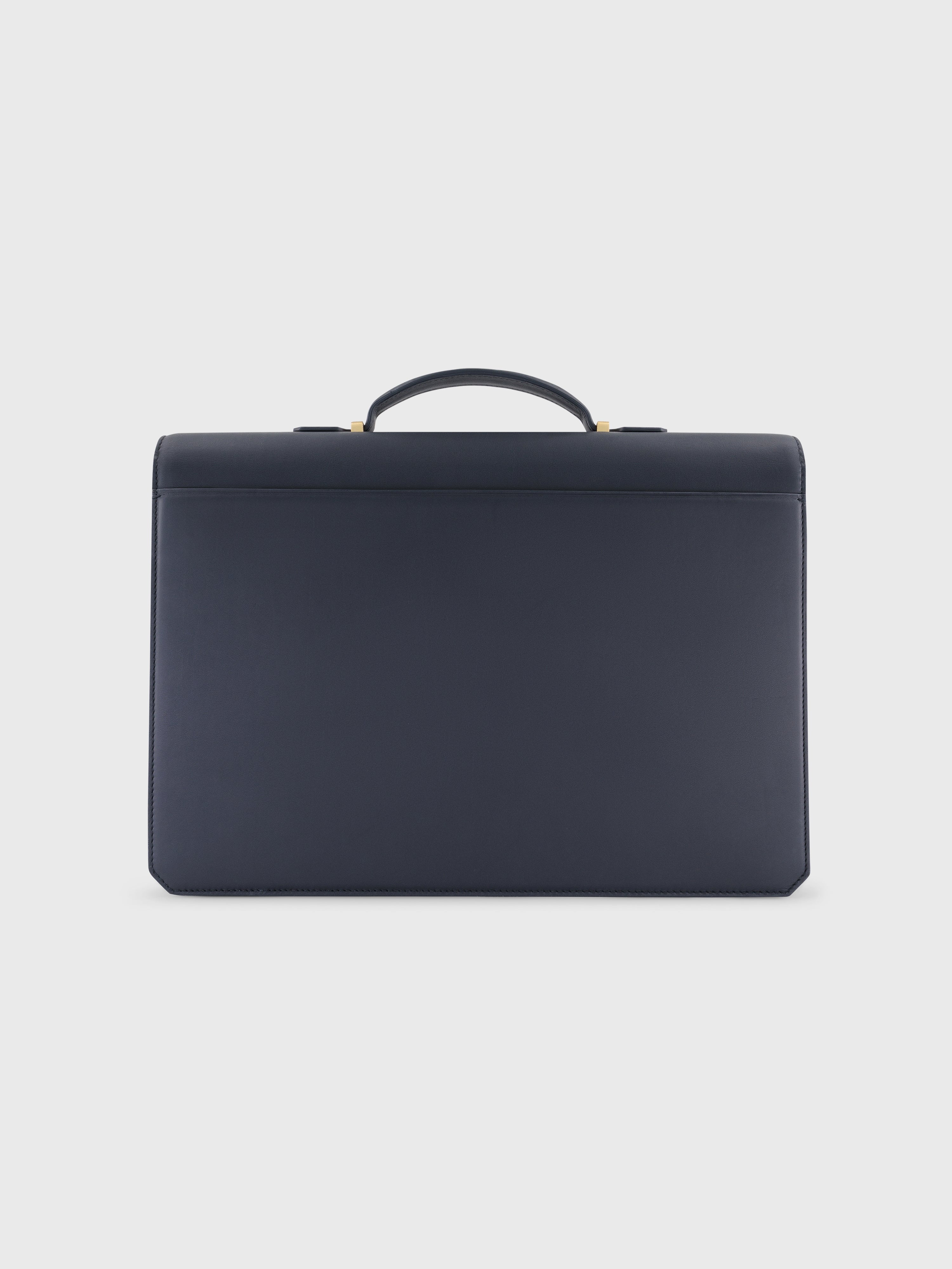 Classic Calfskin Briefcase Blue Navy