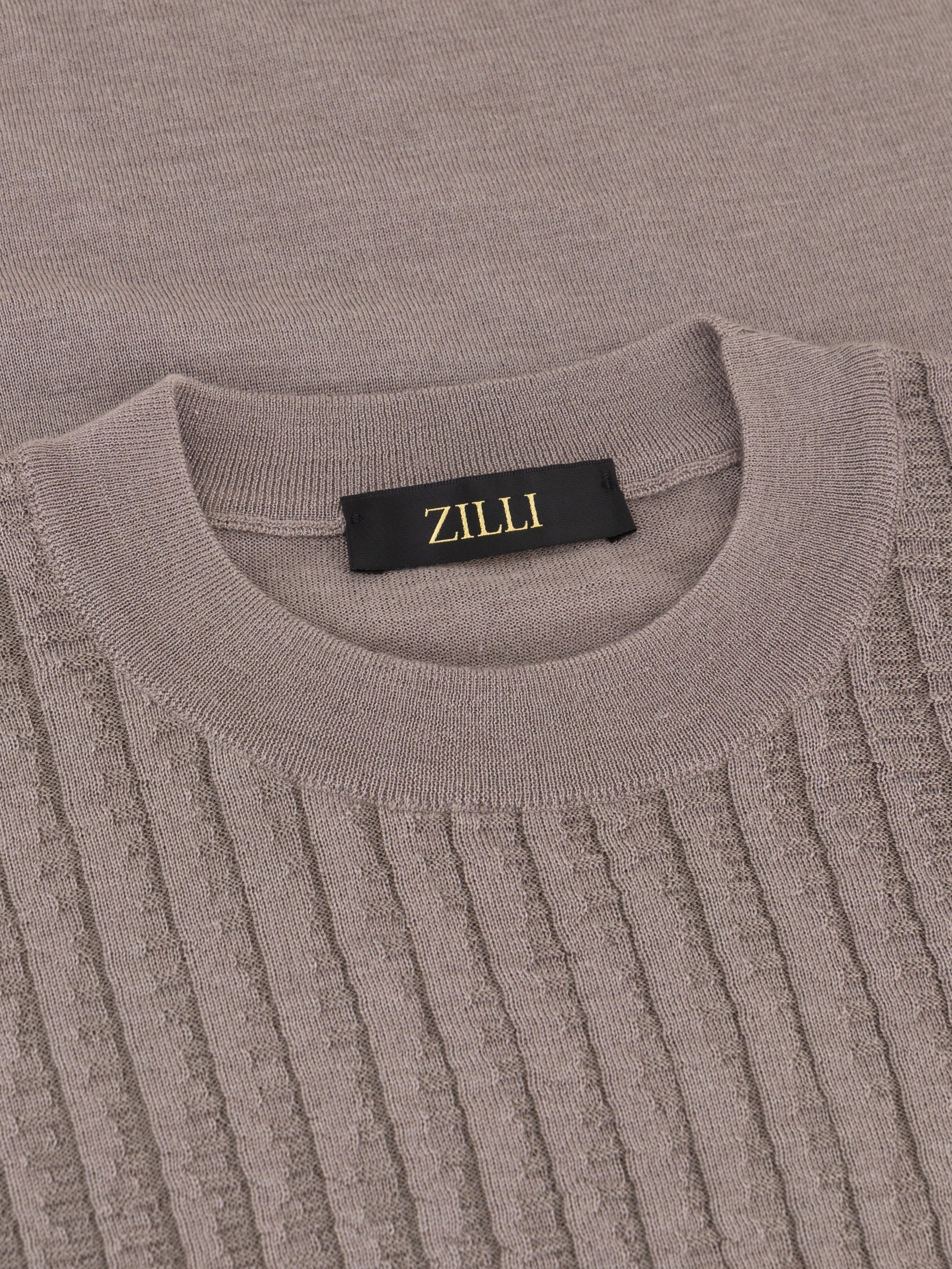 Cashmere and Silk Crew Neck Sweater Taupe