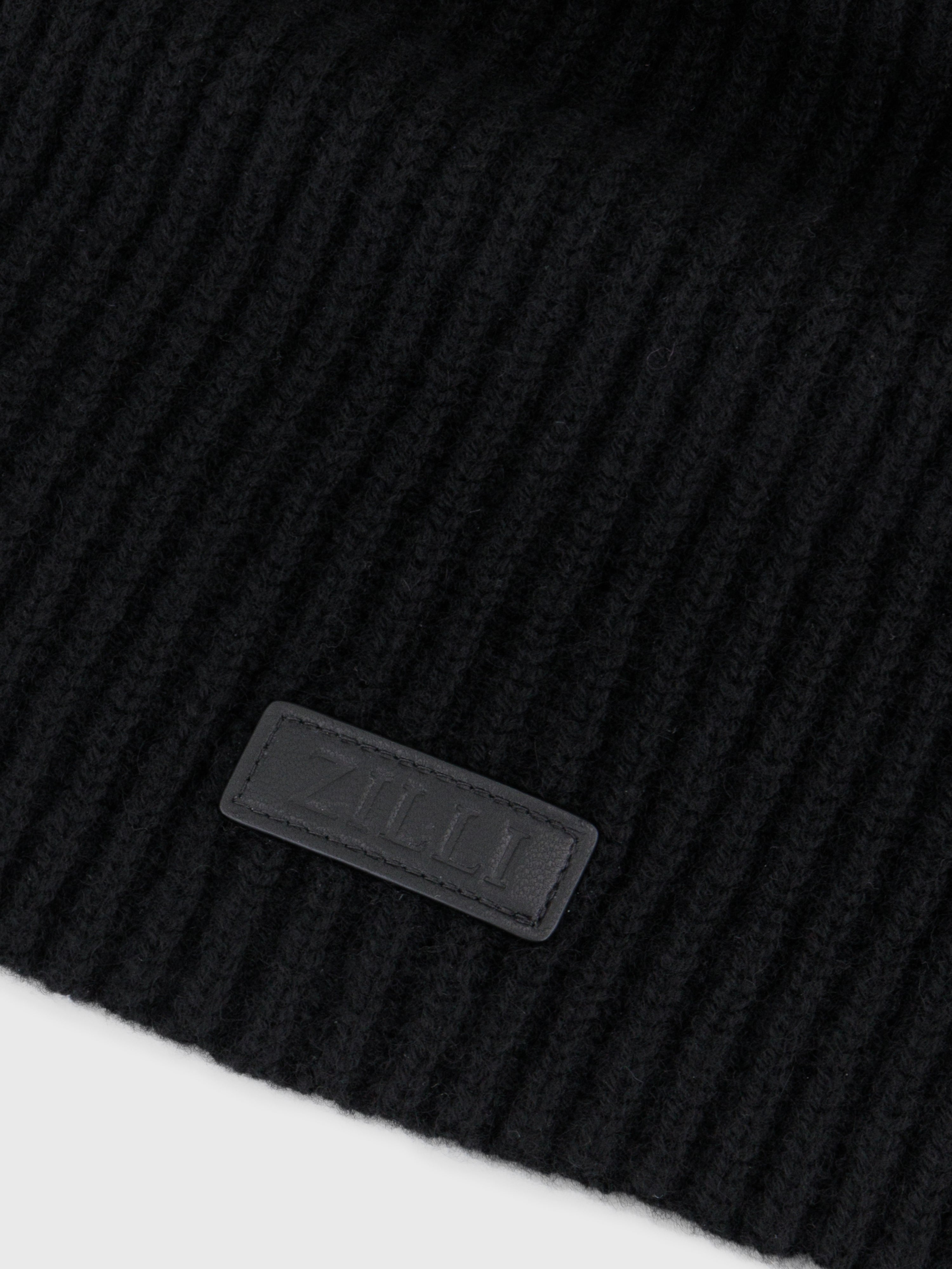 Ribbed Knit Wool and Cashmere Scarf Black