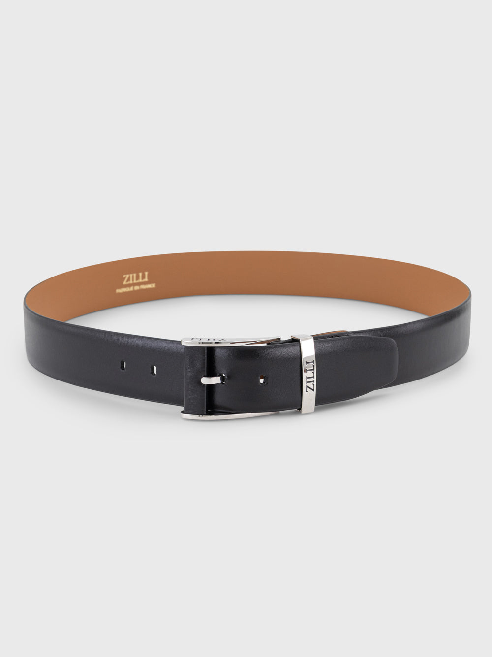 Palladium-Finish 2007 Buckle Grained Calfskin Belt - Black