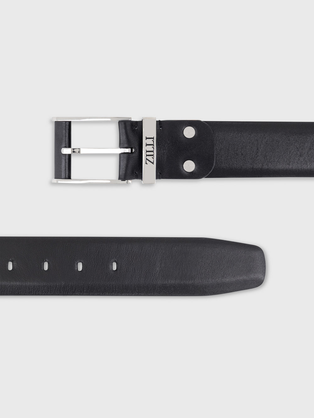 Palladium-Finish 2007 Buckle Grained Calfskin Belt - Black