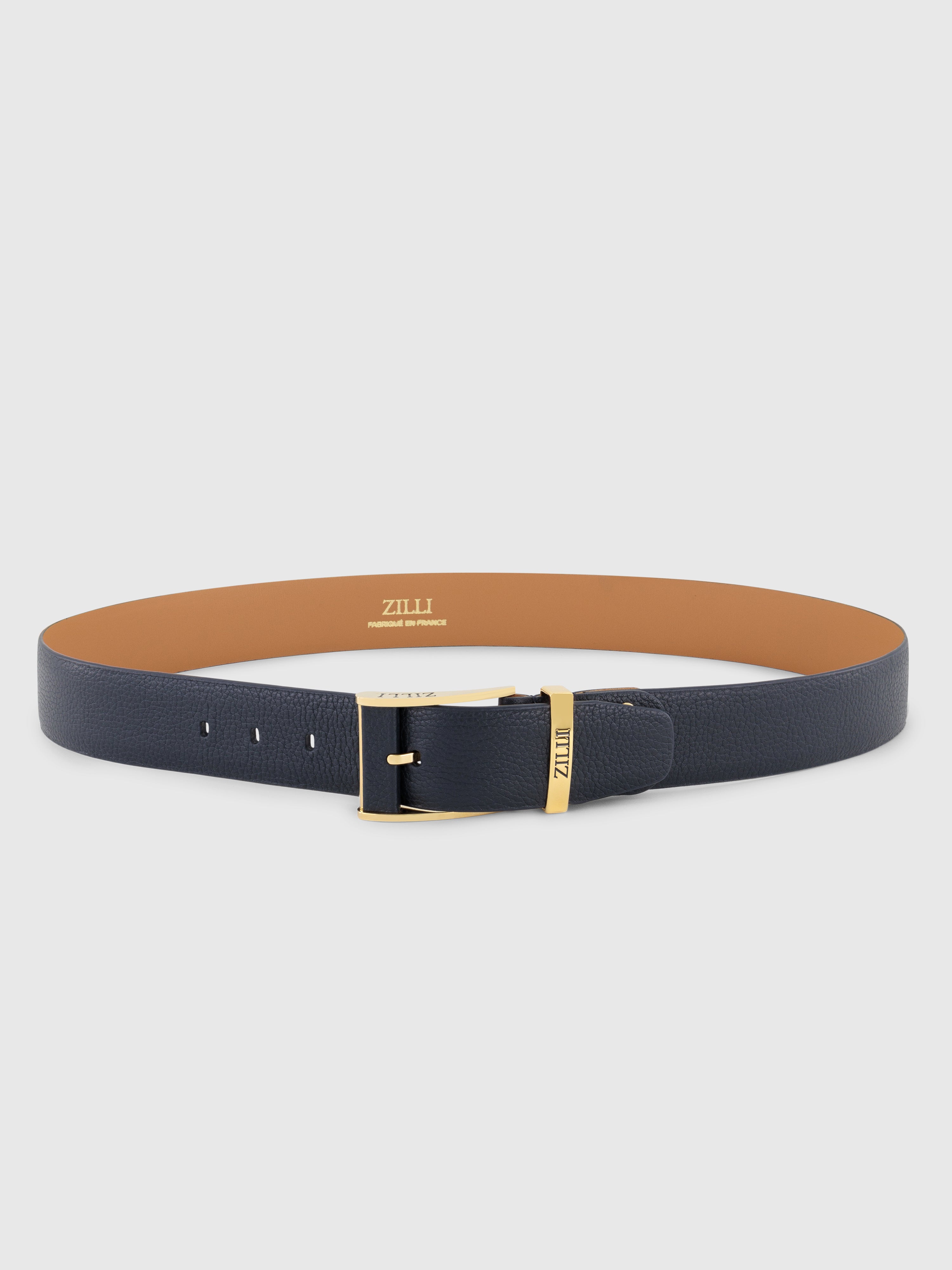 Grained Calfskin Belt with 2007 Buckle Blue Navy