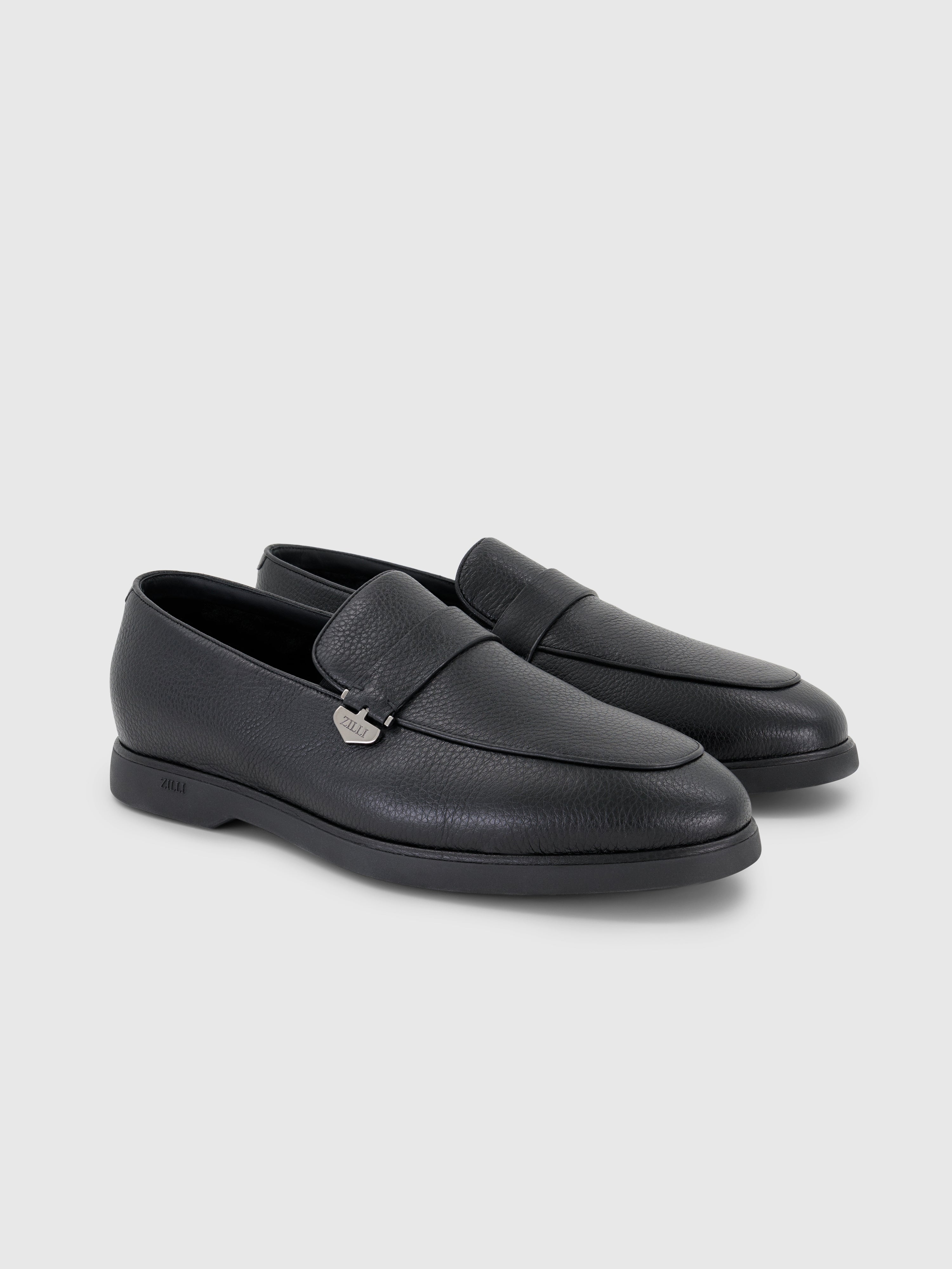 Deerskin Slip-On with Penny Strap Black