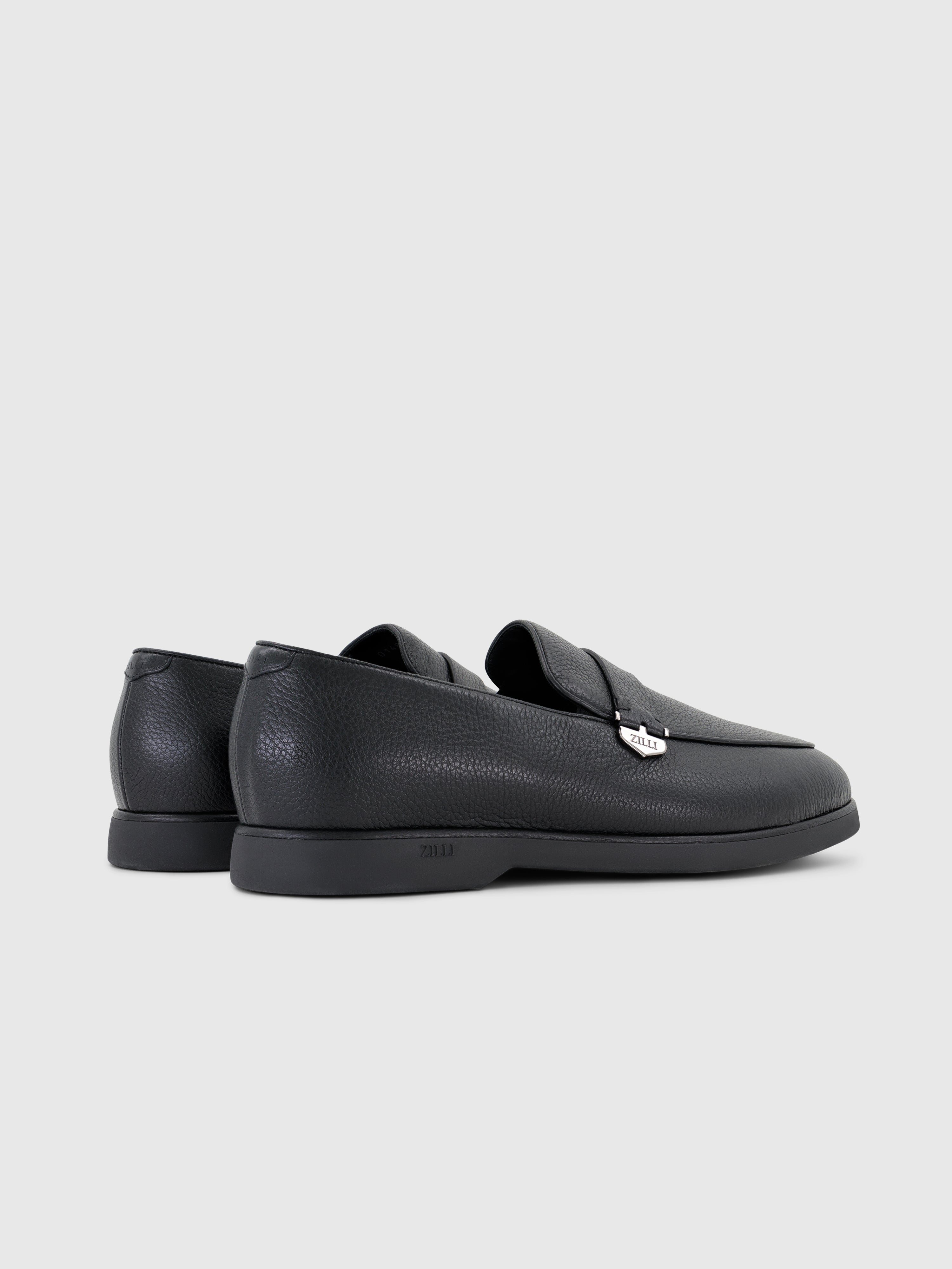 Deerskin Slip-On with Penny Strap Black