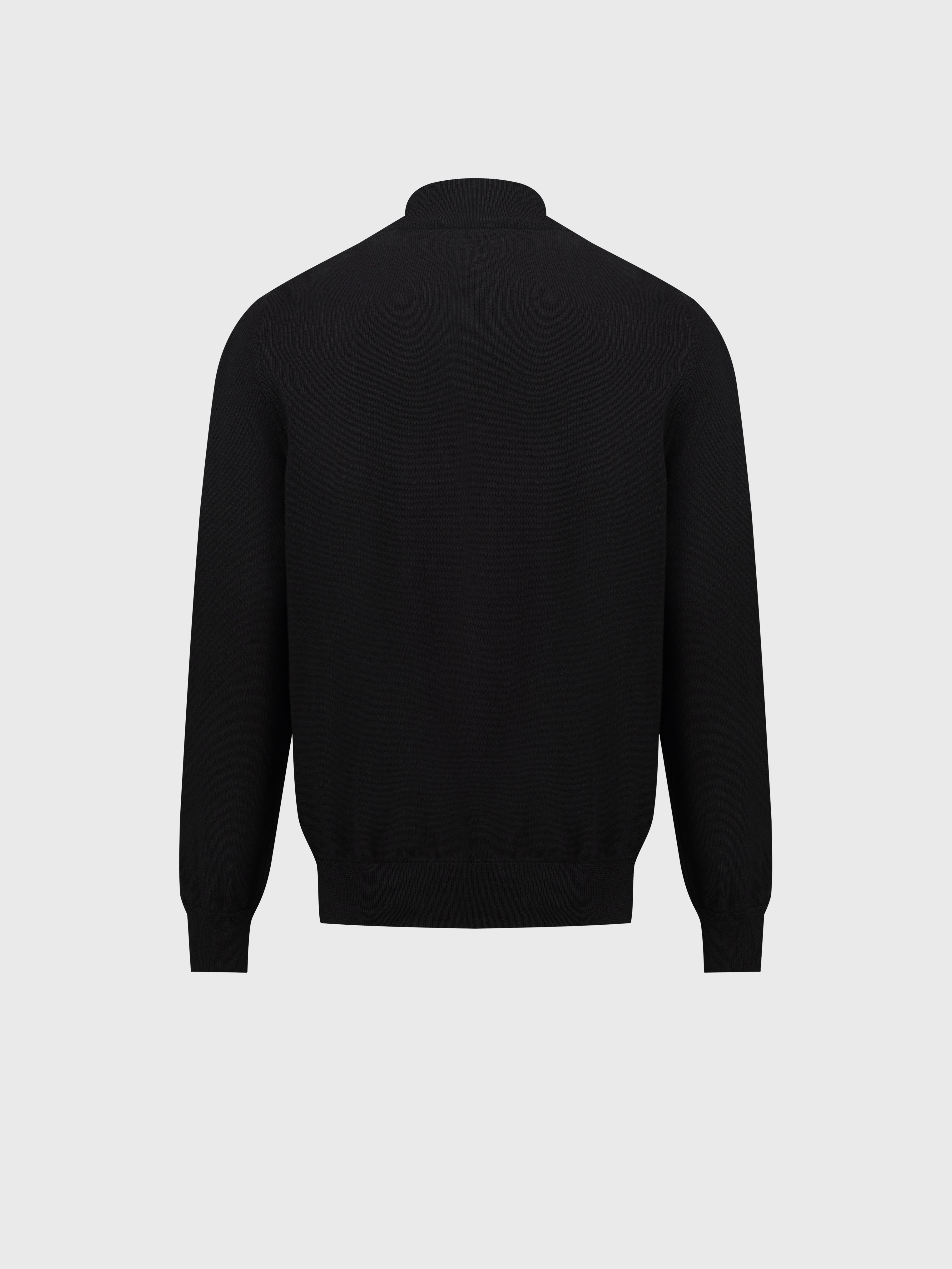 Full-Zip Sweater in Cashmere and Silk Crocodile Panel Black