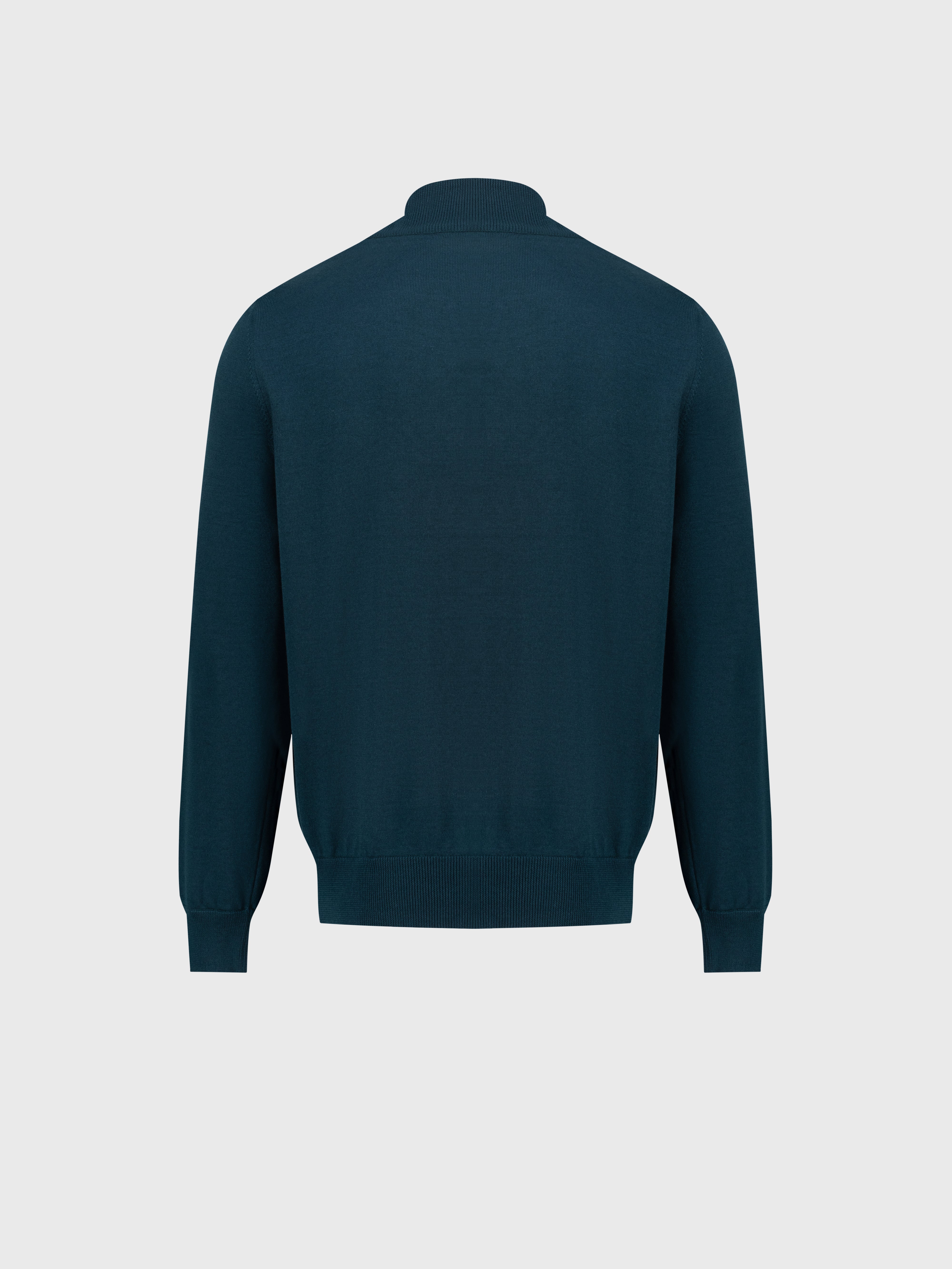 Full-Zip Sweater in Cashmere and Silk Crocodile Panel Dark Green