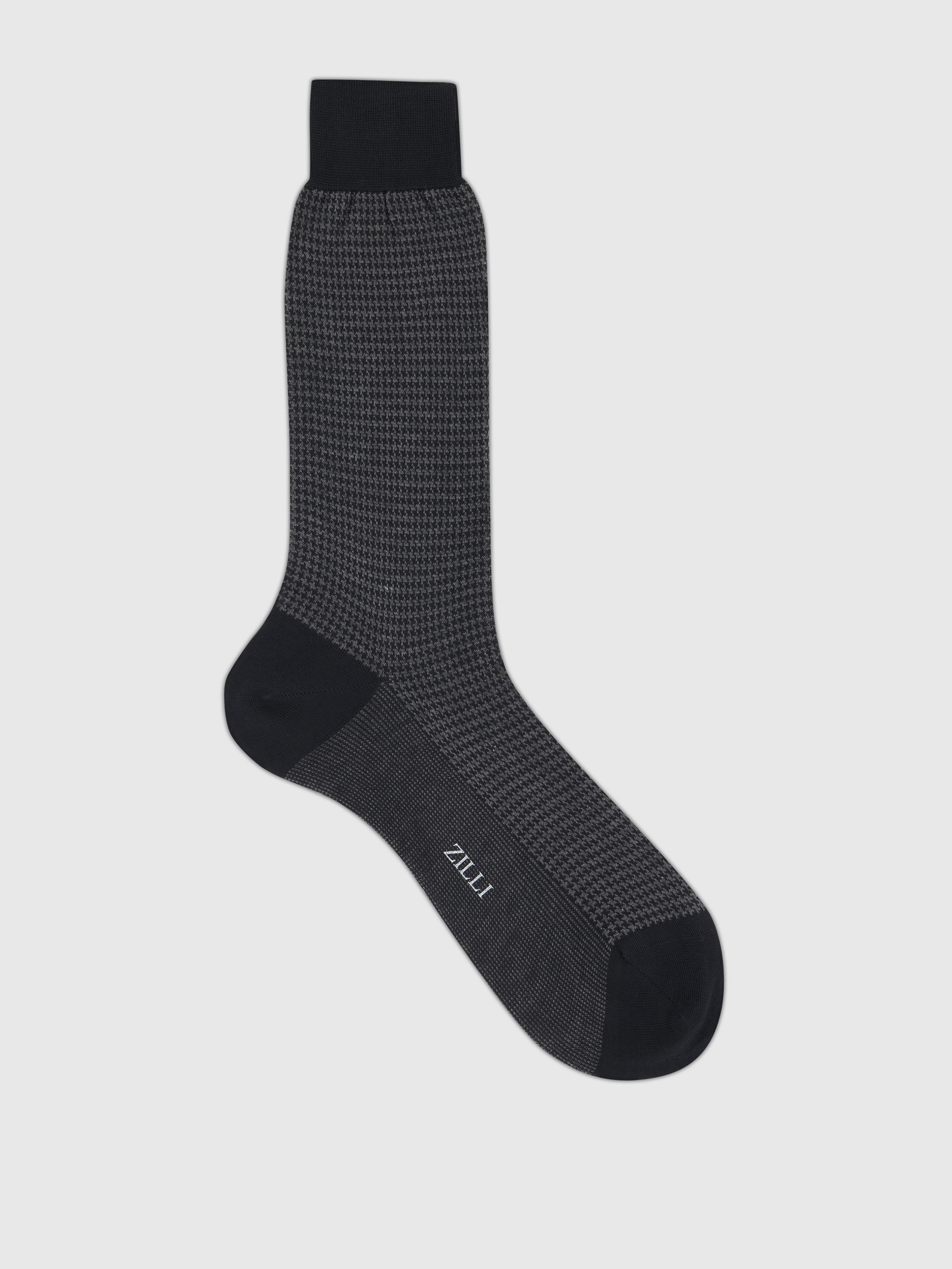 Mid-Calf Socks with Herringbone Pattern Light Charcoal