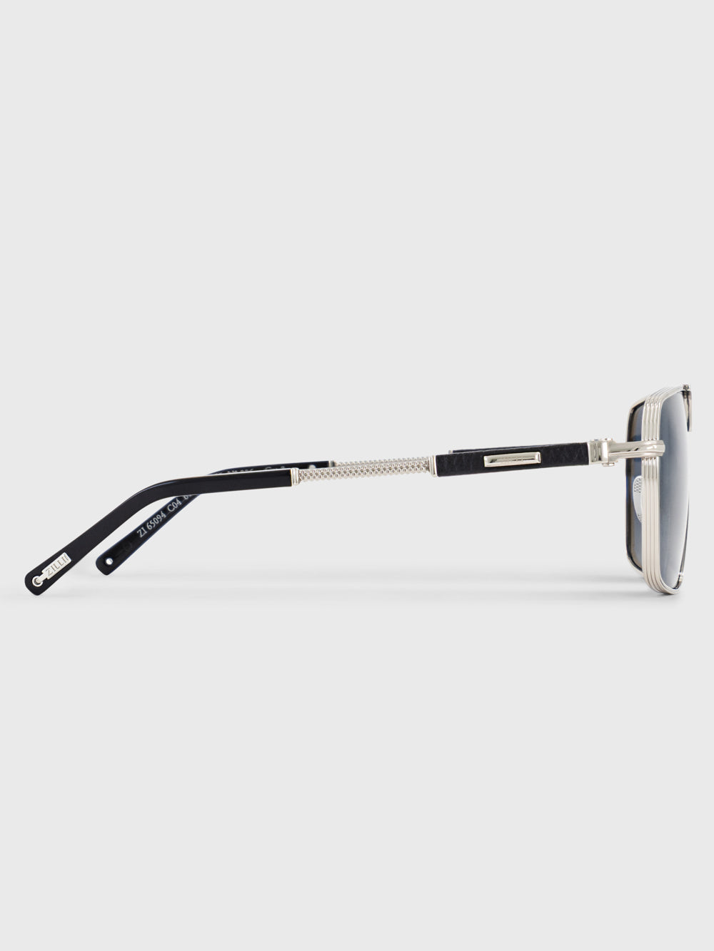 Square Aviator Sunglasses - Shiny Silver and Black