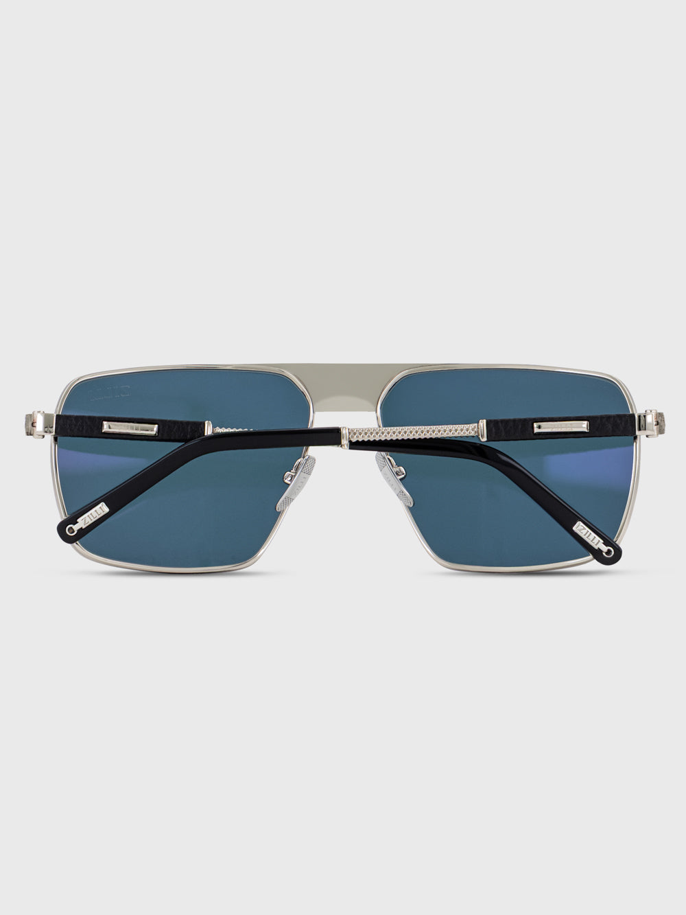 Square Aviator Sunglasses - Shiny Silver and Black