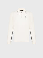 Long Sleeve Polo Shirt with Griffon Emblem Embroidery White