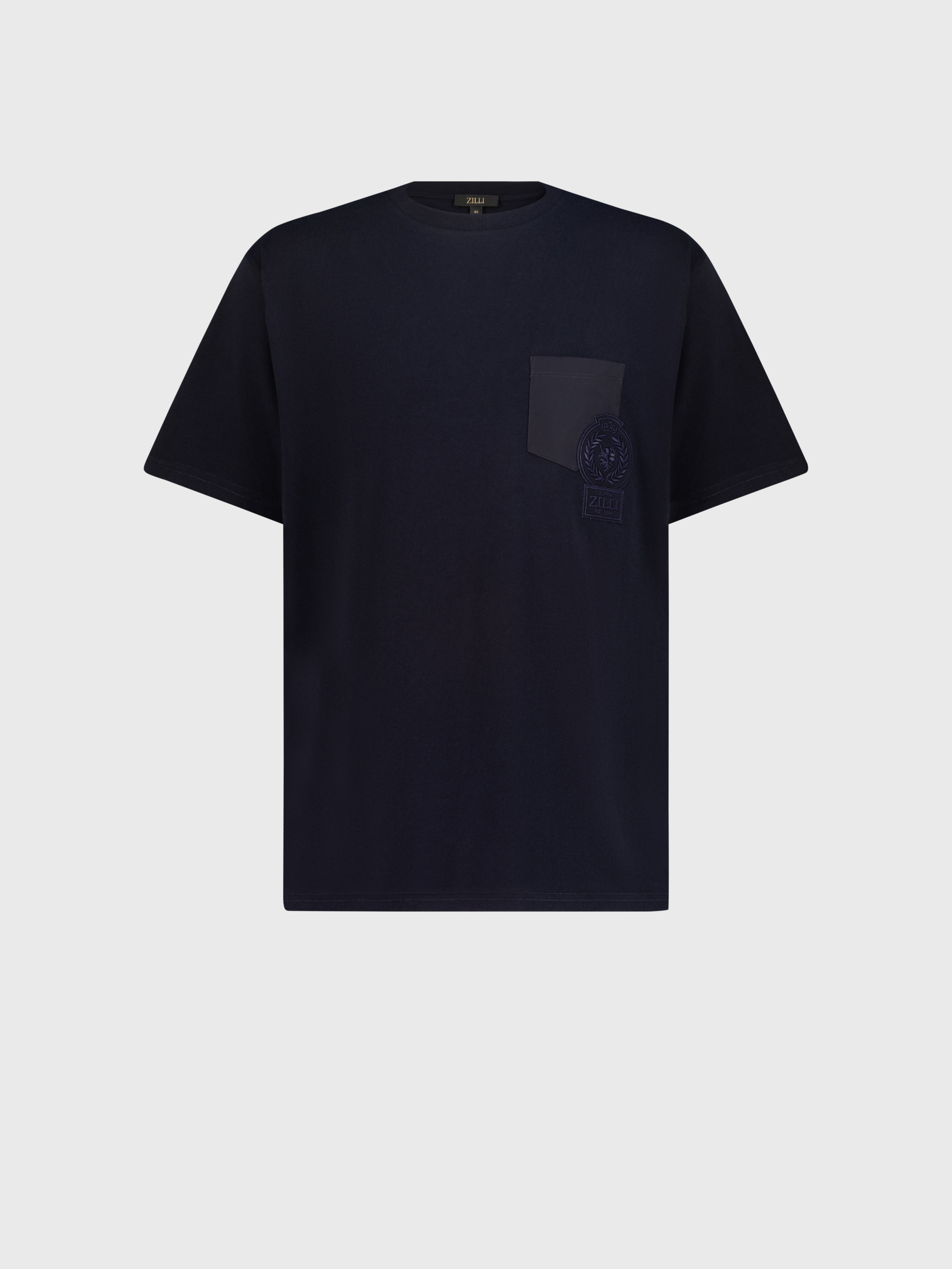 Cotton T-Shirt with Zilli Crest Dark Navy