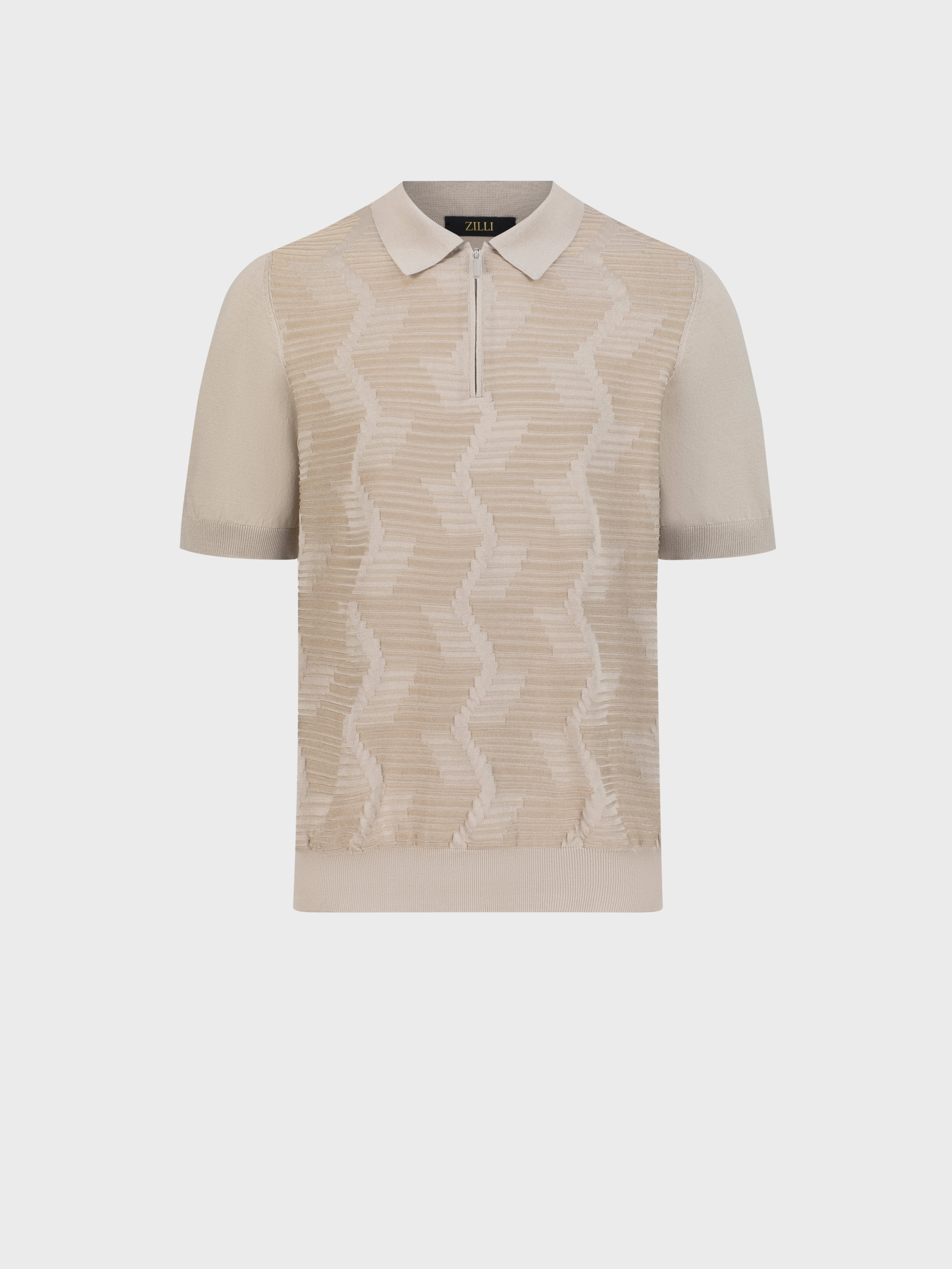 Silk and Cotton Knit Polo - Pale Fawn