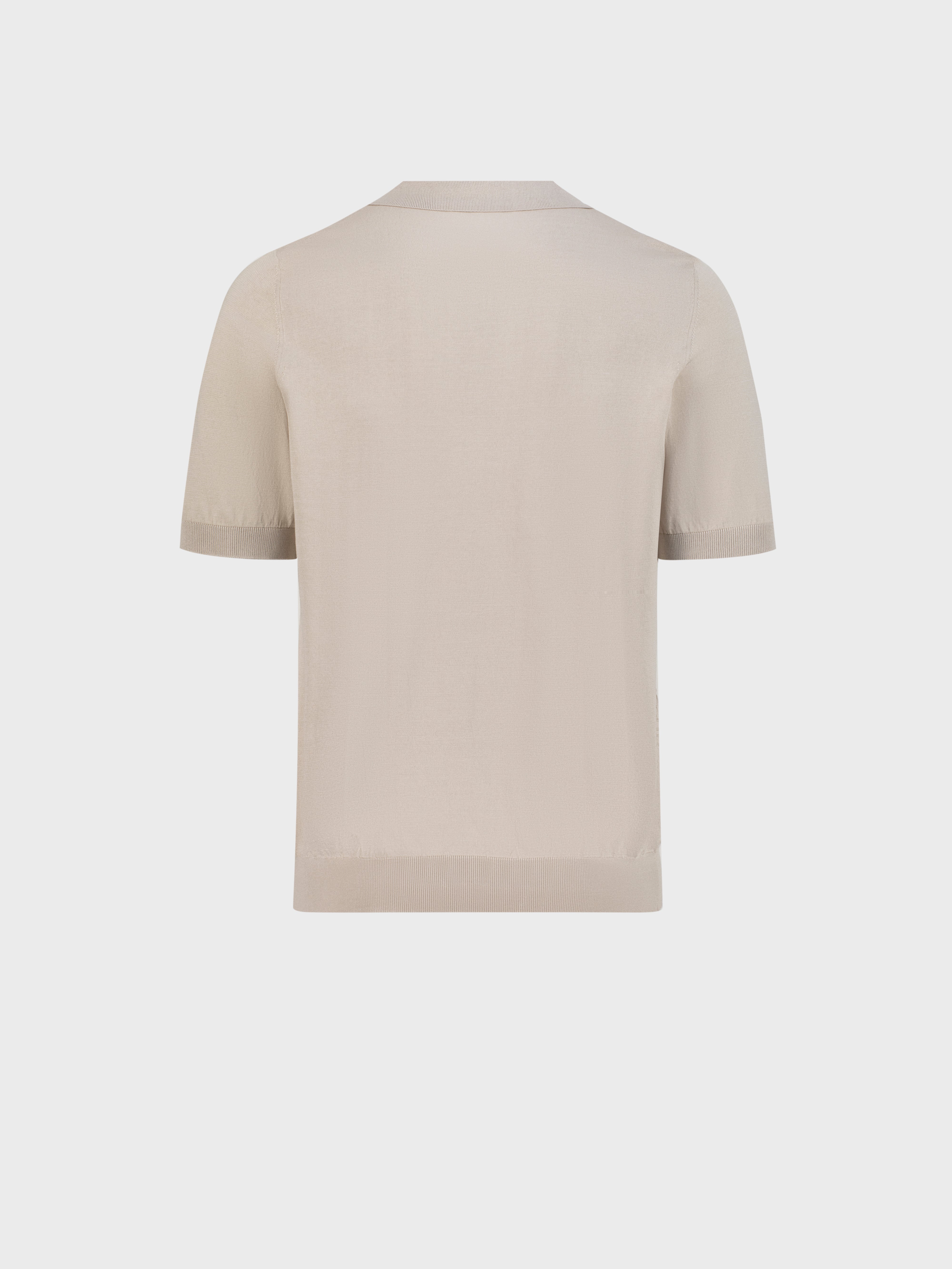 Silk and Cotton Knit Polo - Pale Fawn