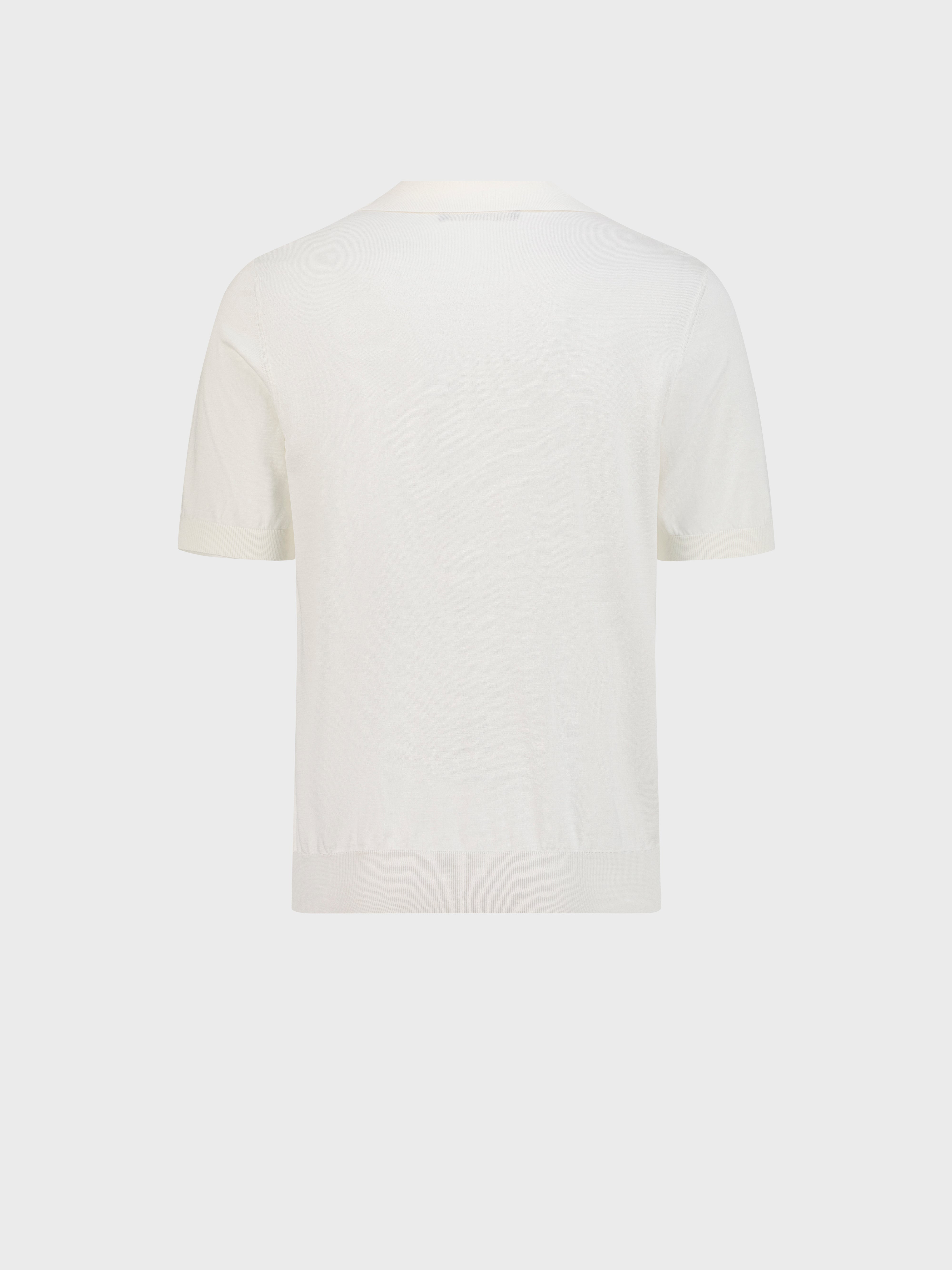 "Micro Lozenges" Silk Knit Polo - Natural White