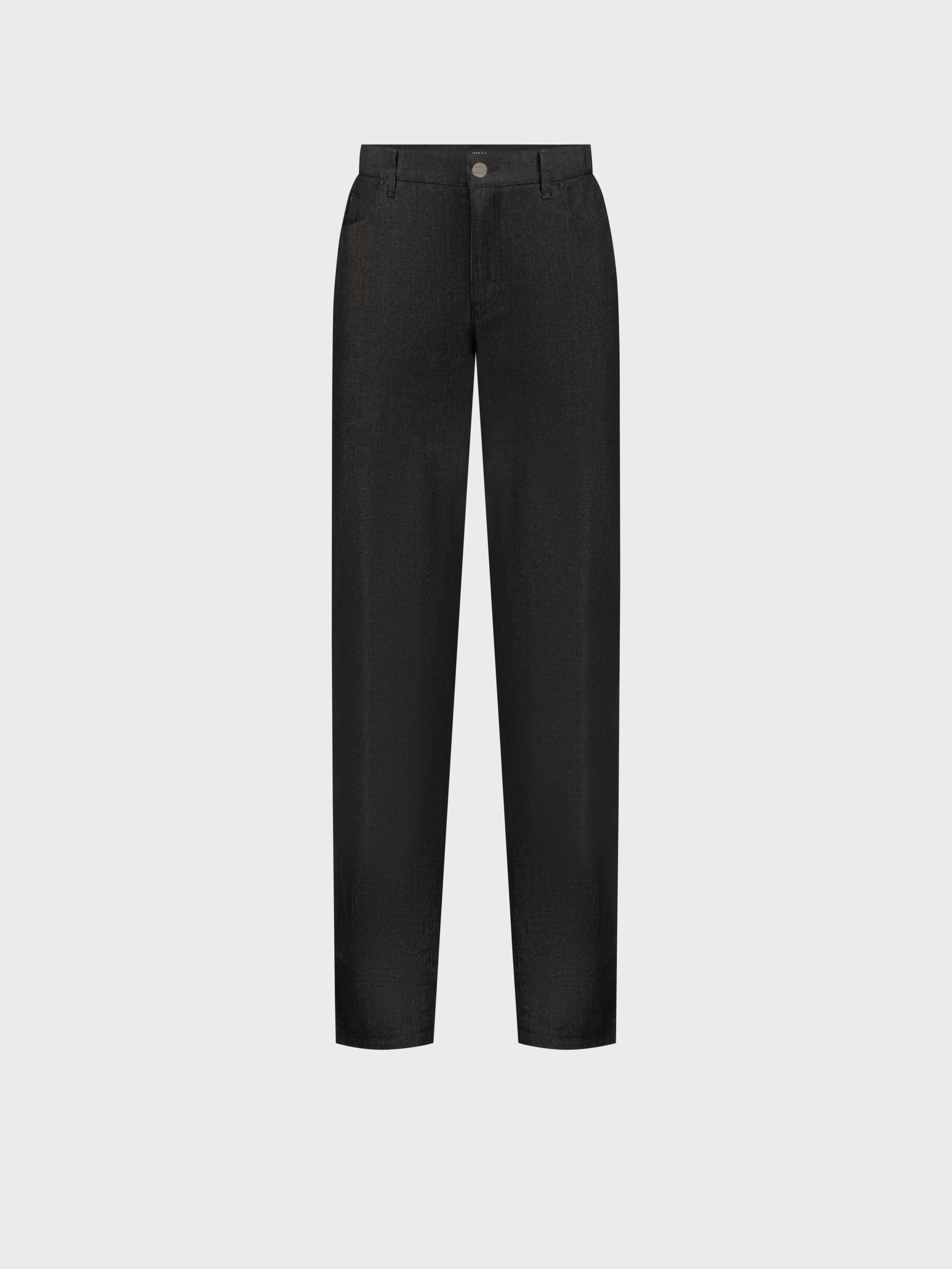 Slim Fit ZILLI Embroidery Denim Cotton Trousers - Black