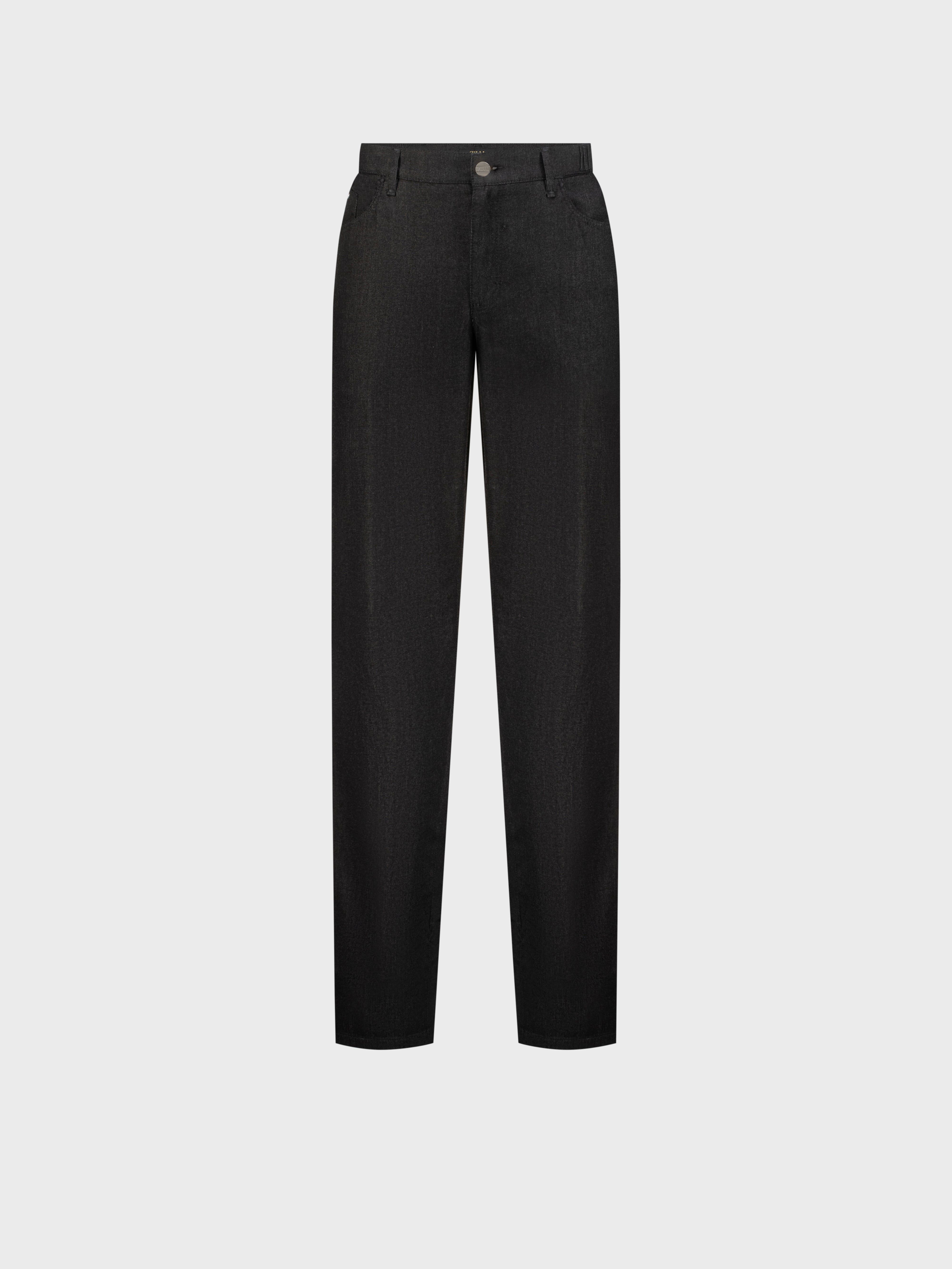 Regular Fit ZILLI Embroidery Denim Cotton Trousers - Black