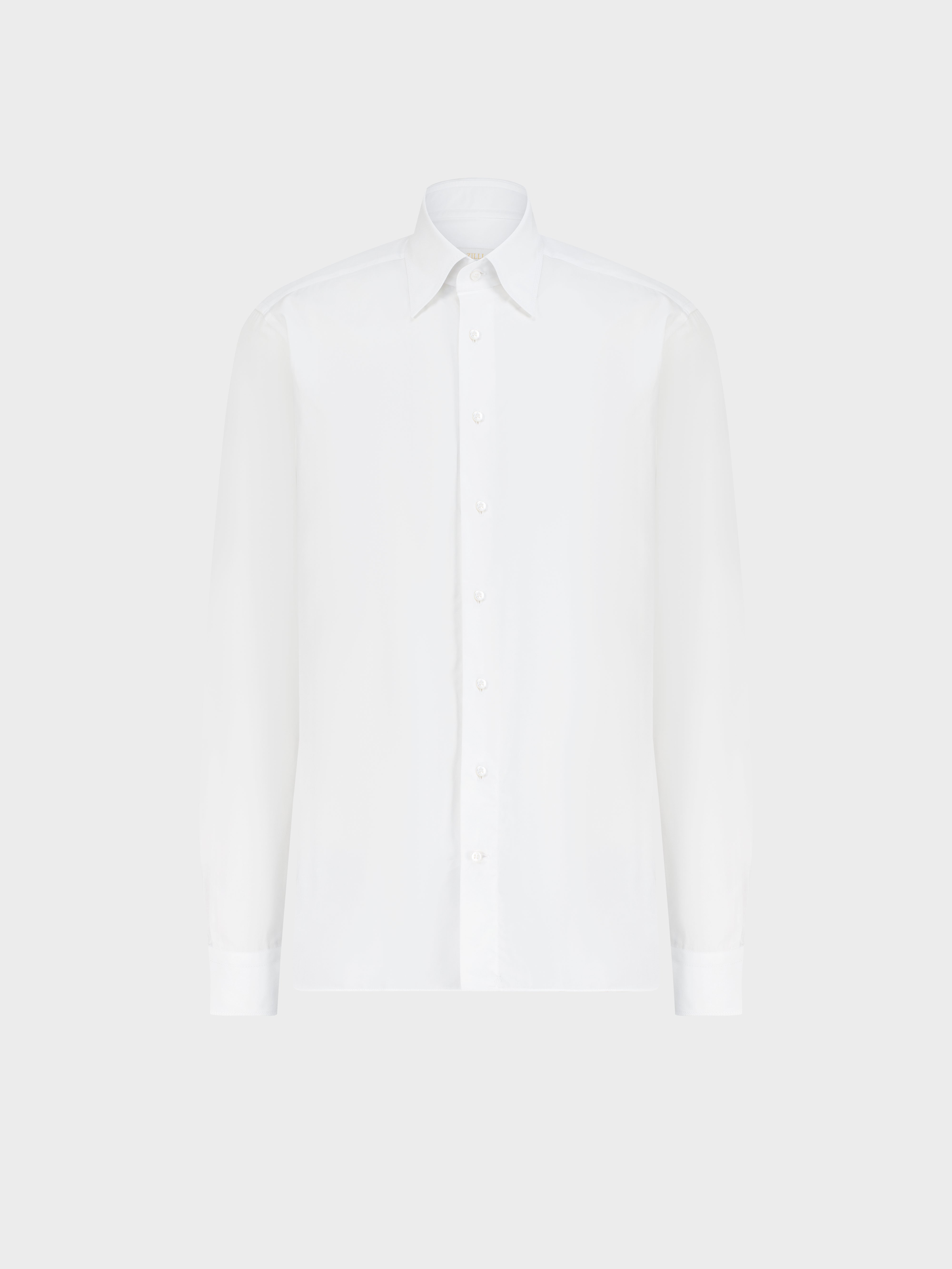 Triple-Stitched Hidden Button Collar Sea Island Cotton Shirt - White