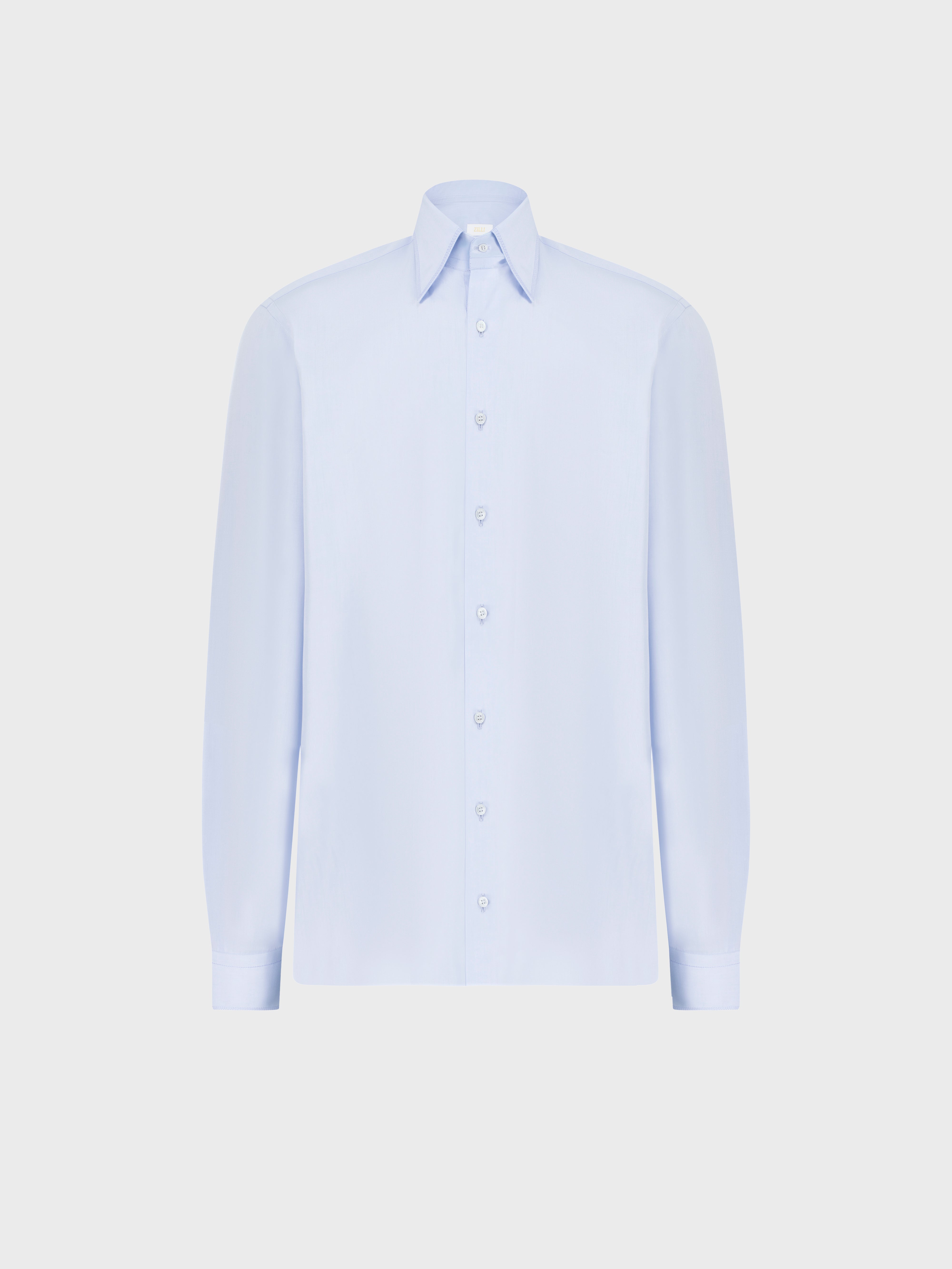 Triple-Stitched Hidden Button Collar Sea Island Cotton Shirt - Oxford Blue