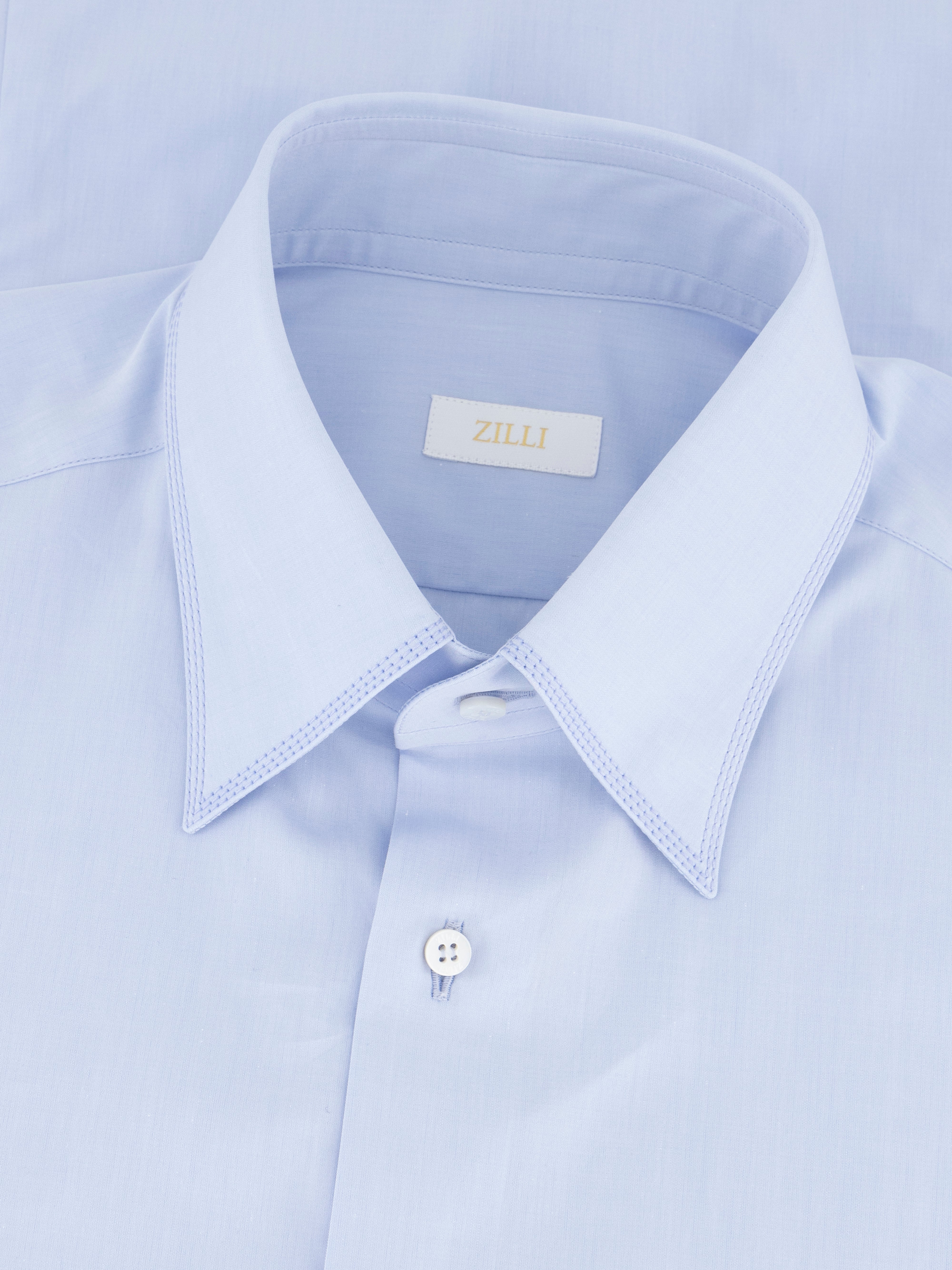 Triple-Stitched Hidden Button Collar Sea Island Cotton Shirt - Oxford Blue