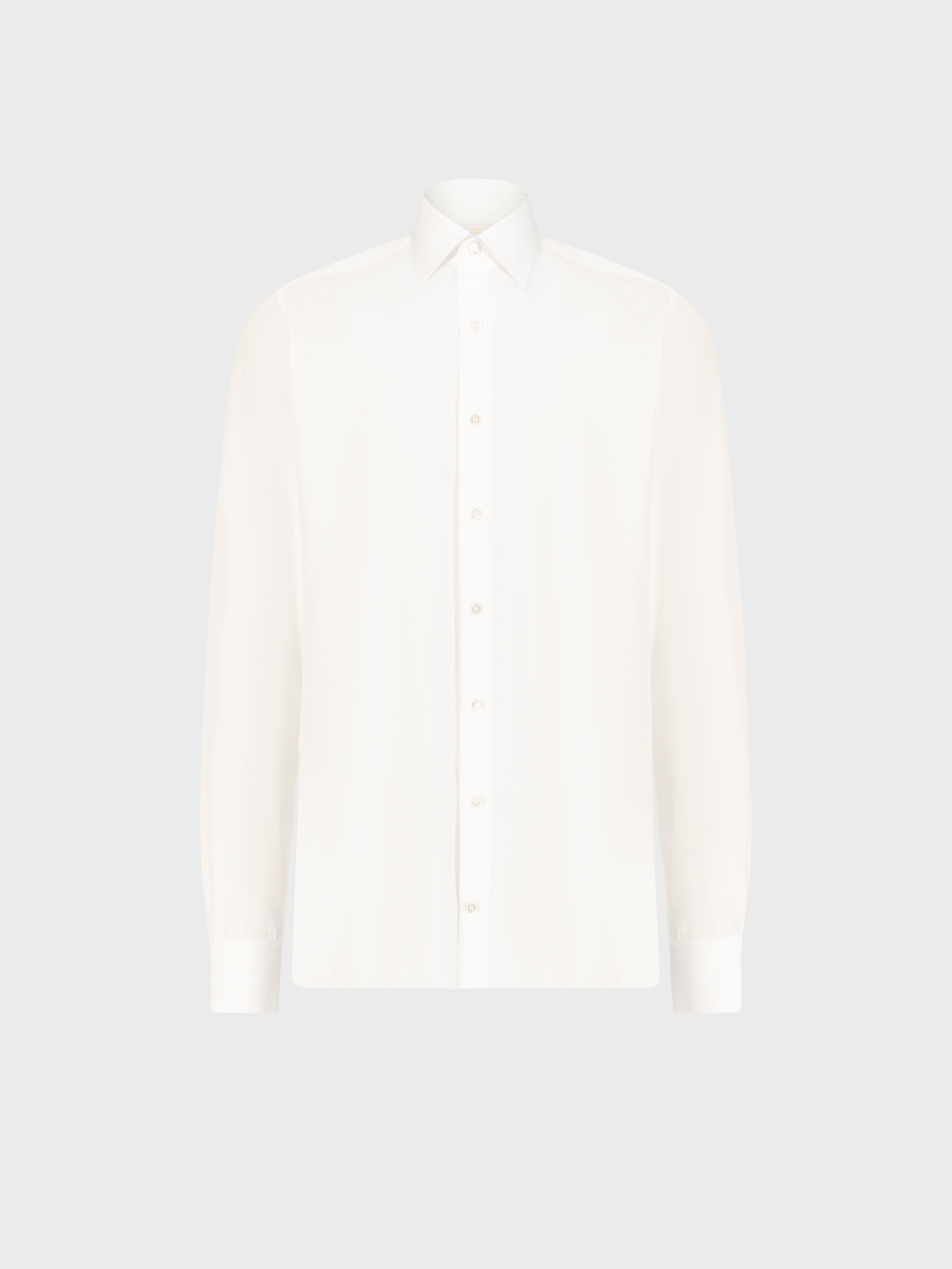 Single-Stitched Collar Cotton Shirt - White