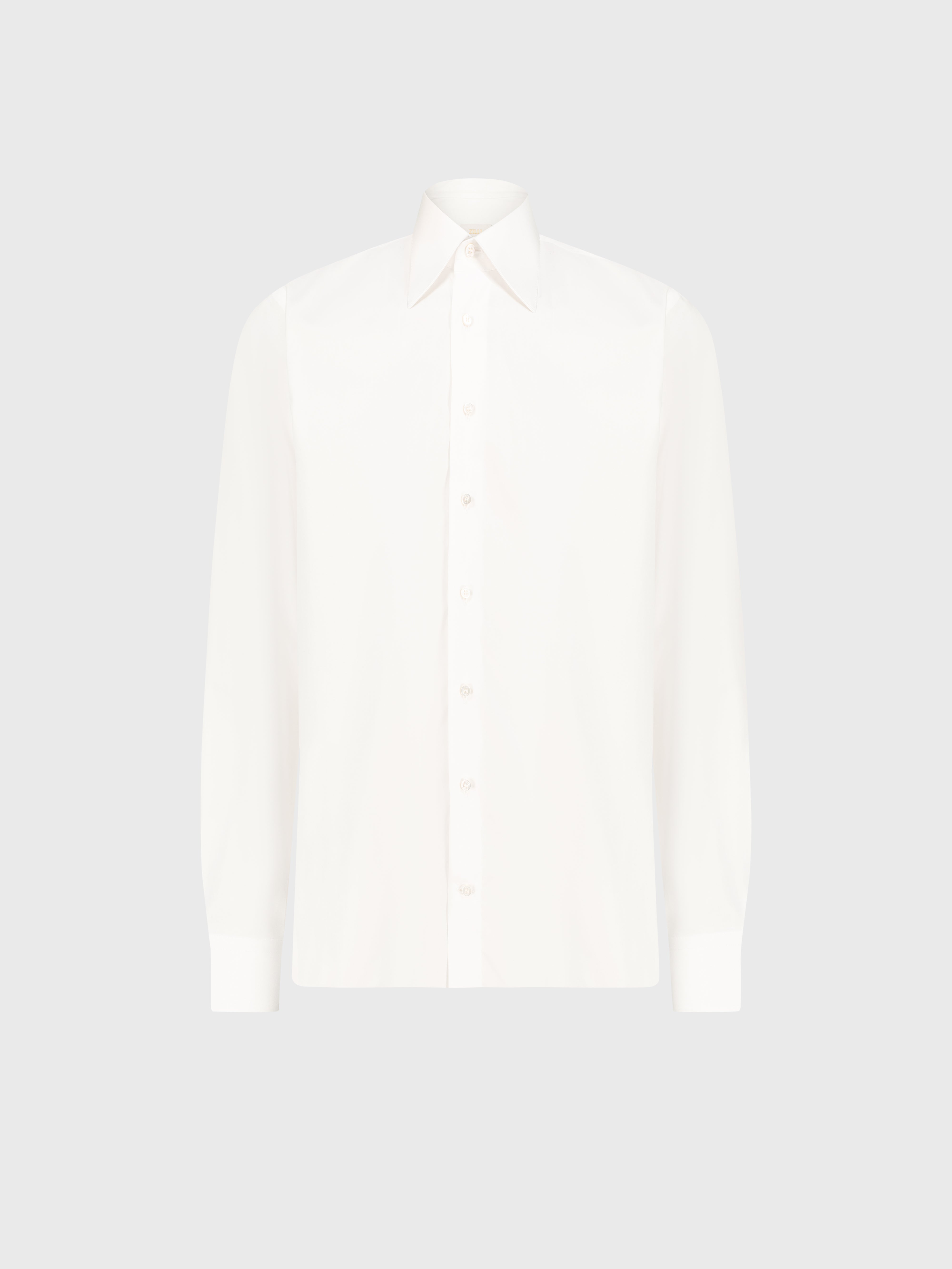 Single-Stitched Collar Cotton Shirt - Pearl White