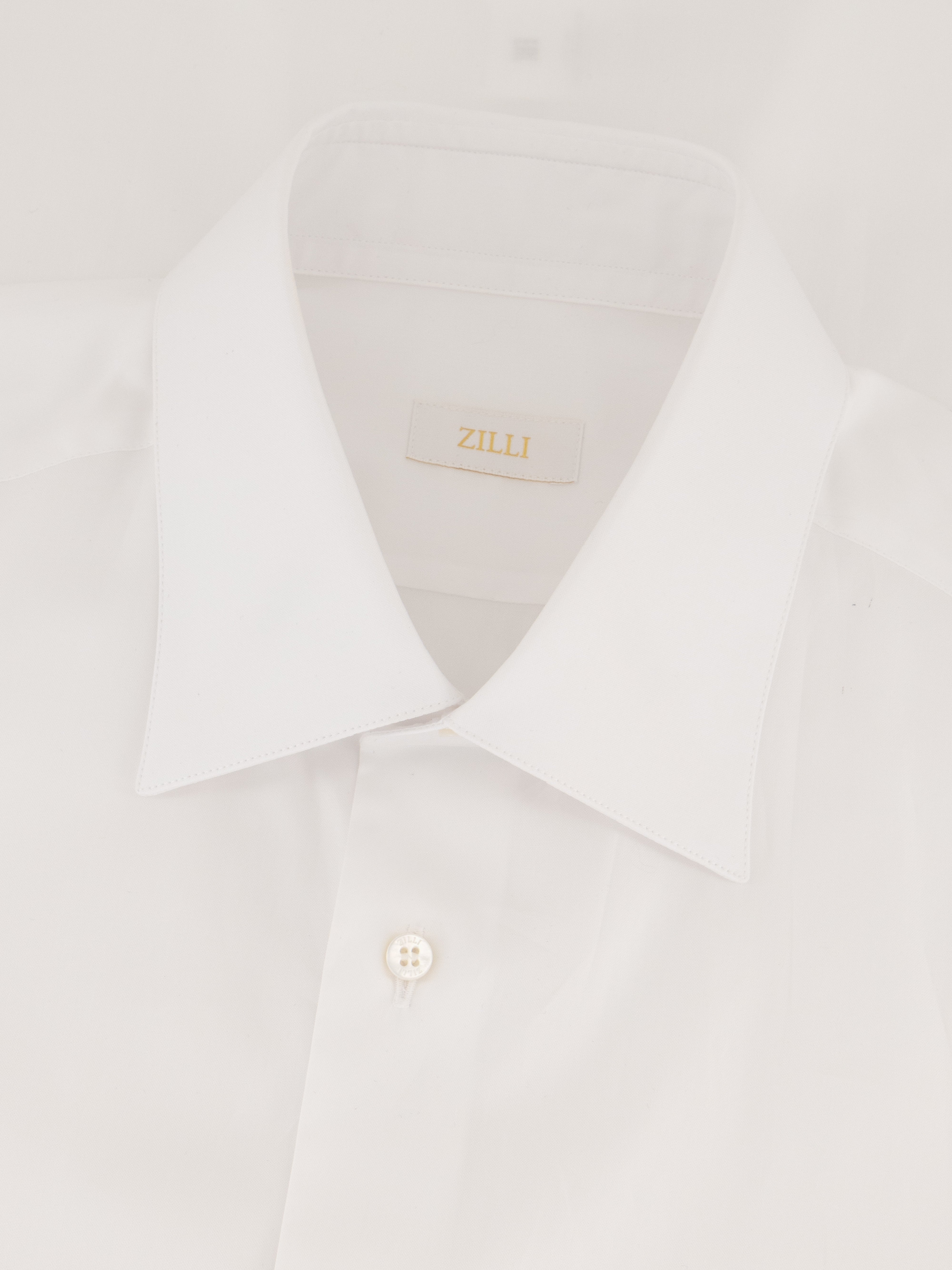 Single-Stitched Collar Cotton Shirt - Pearl White