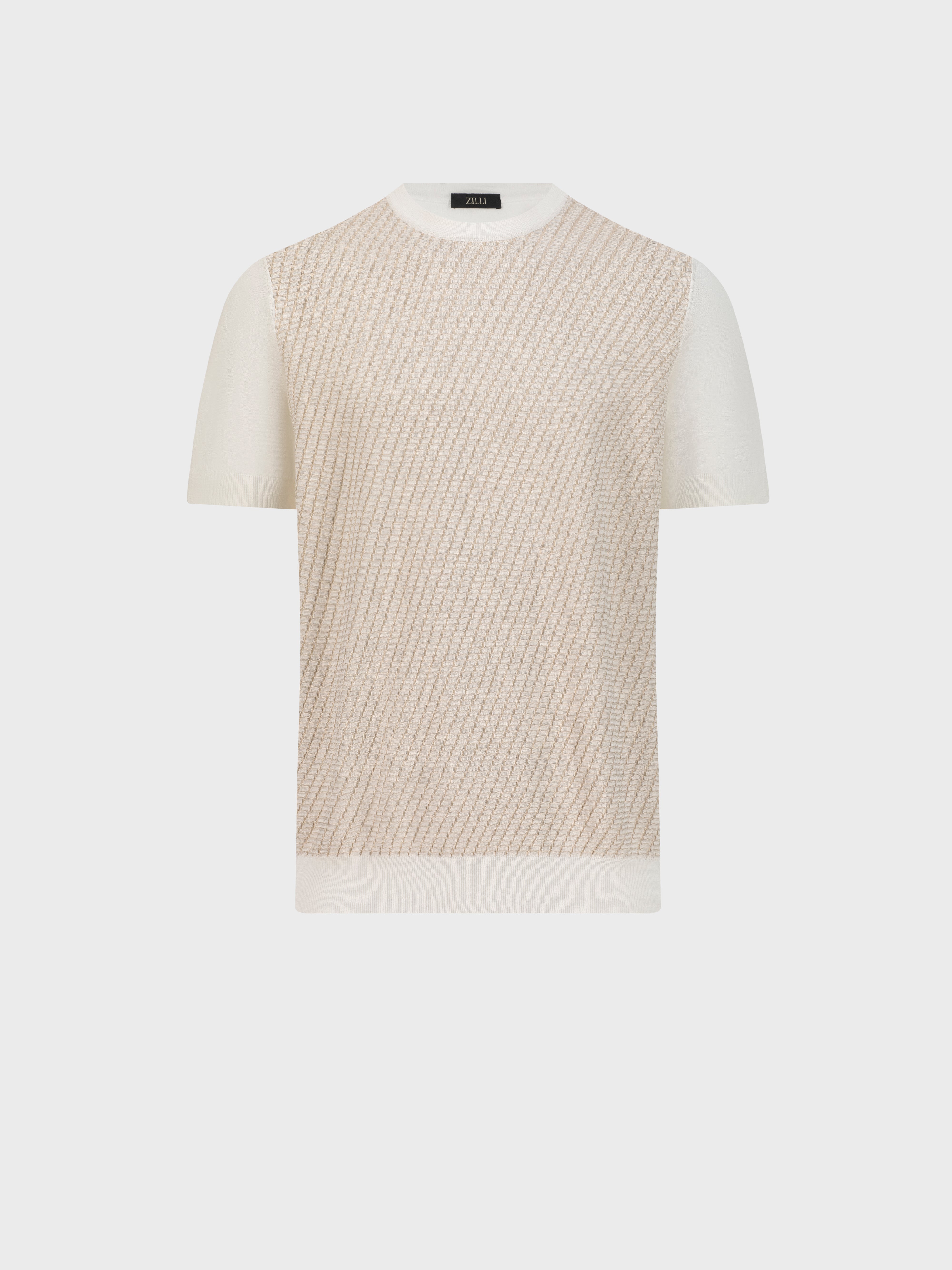 "Basket" Silk and Cotton Knit Shirt - Natural White