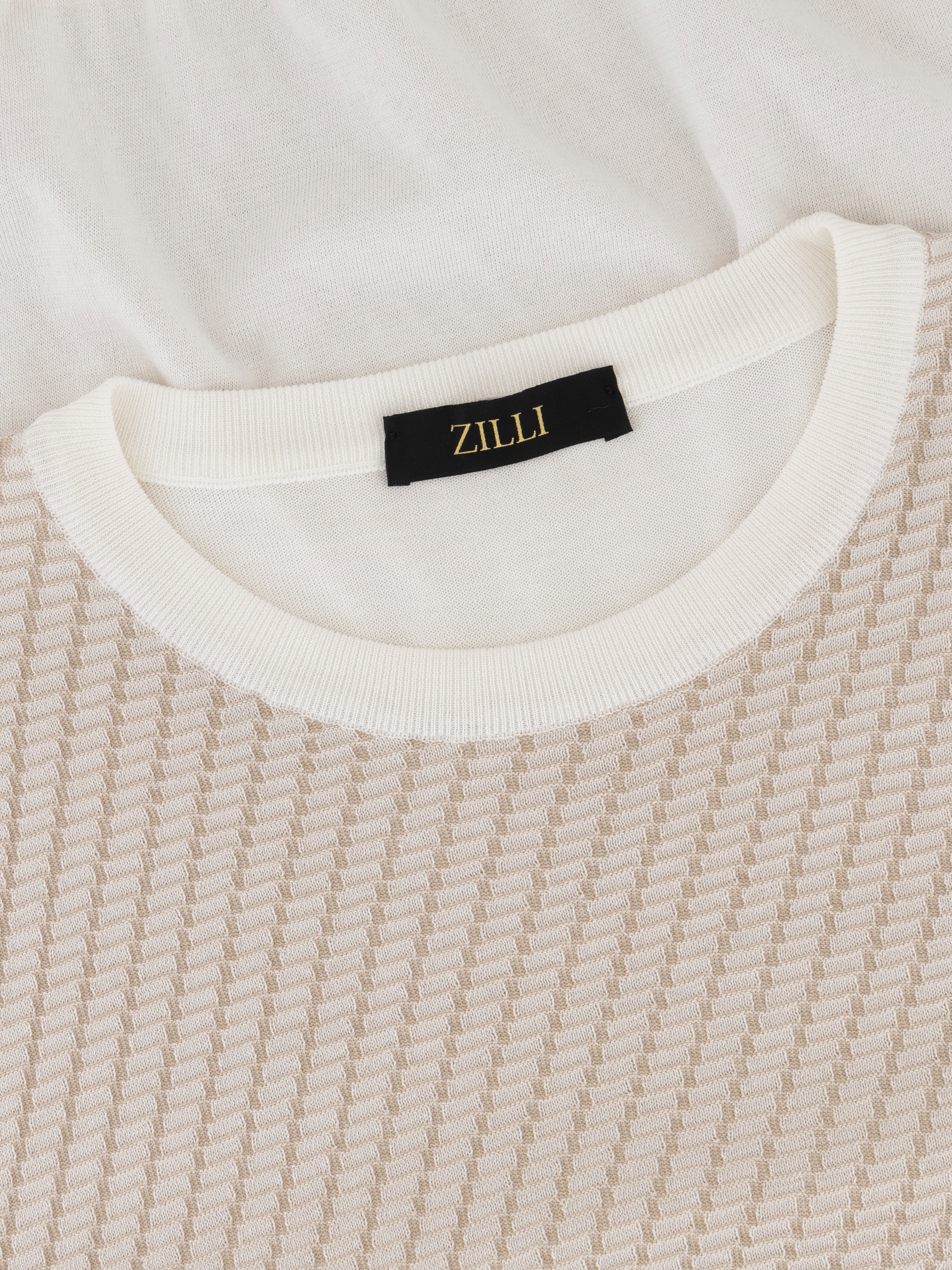 "Basket" Silk and Cotton Knit Shirt - Natural White