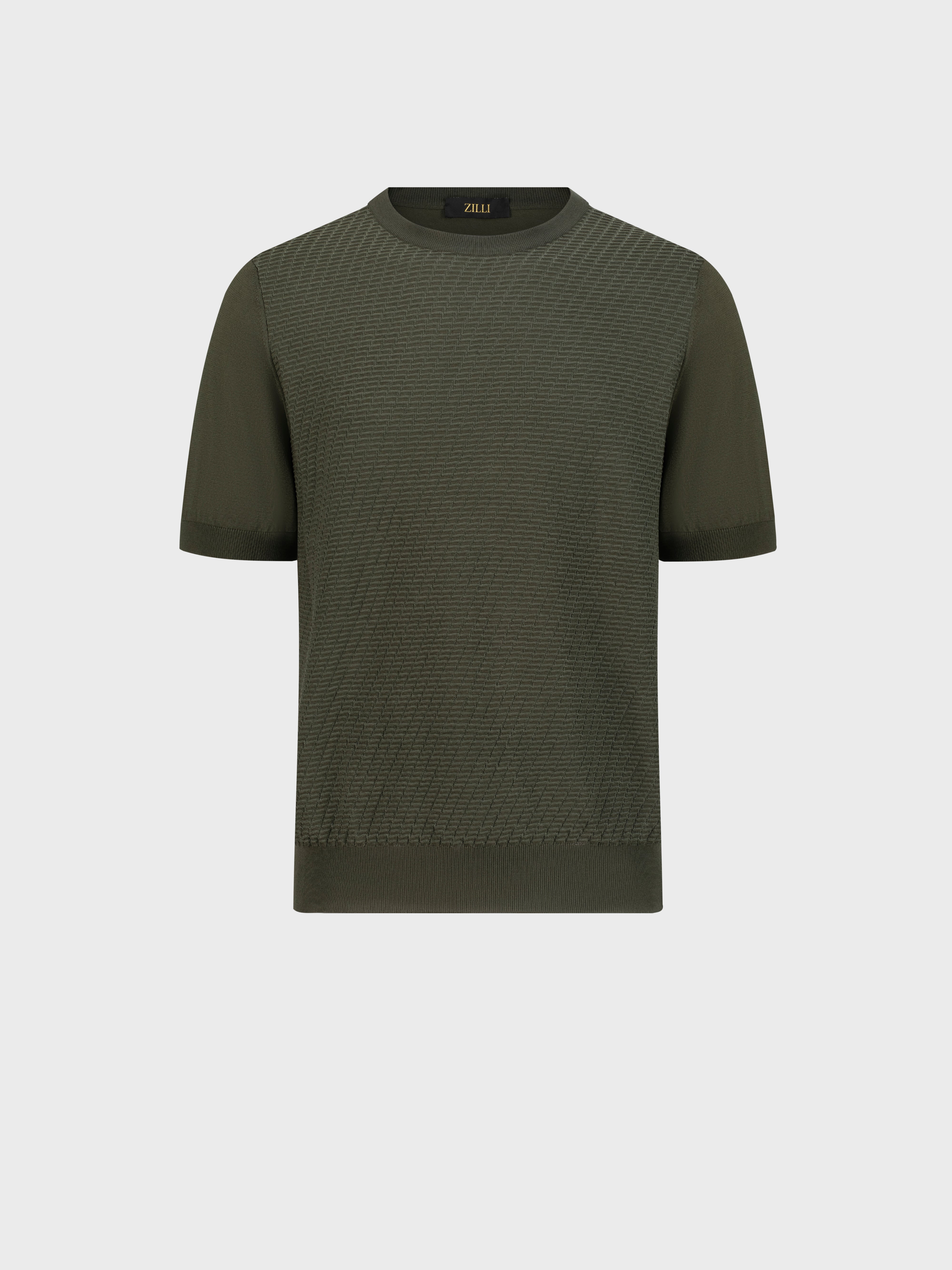 "Basket" Silk and Cotton Knit Shirt - Deep Military