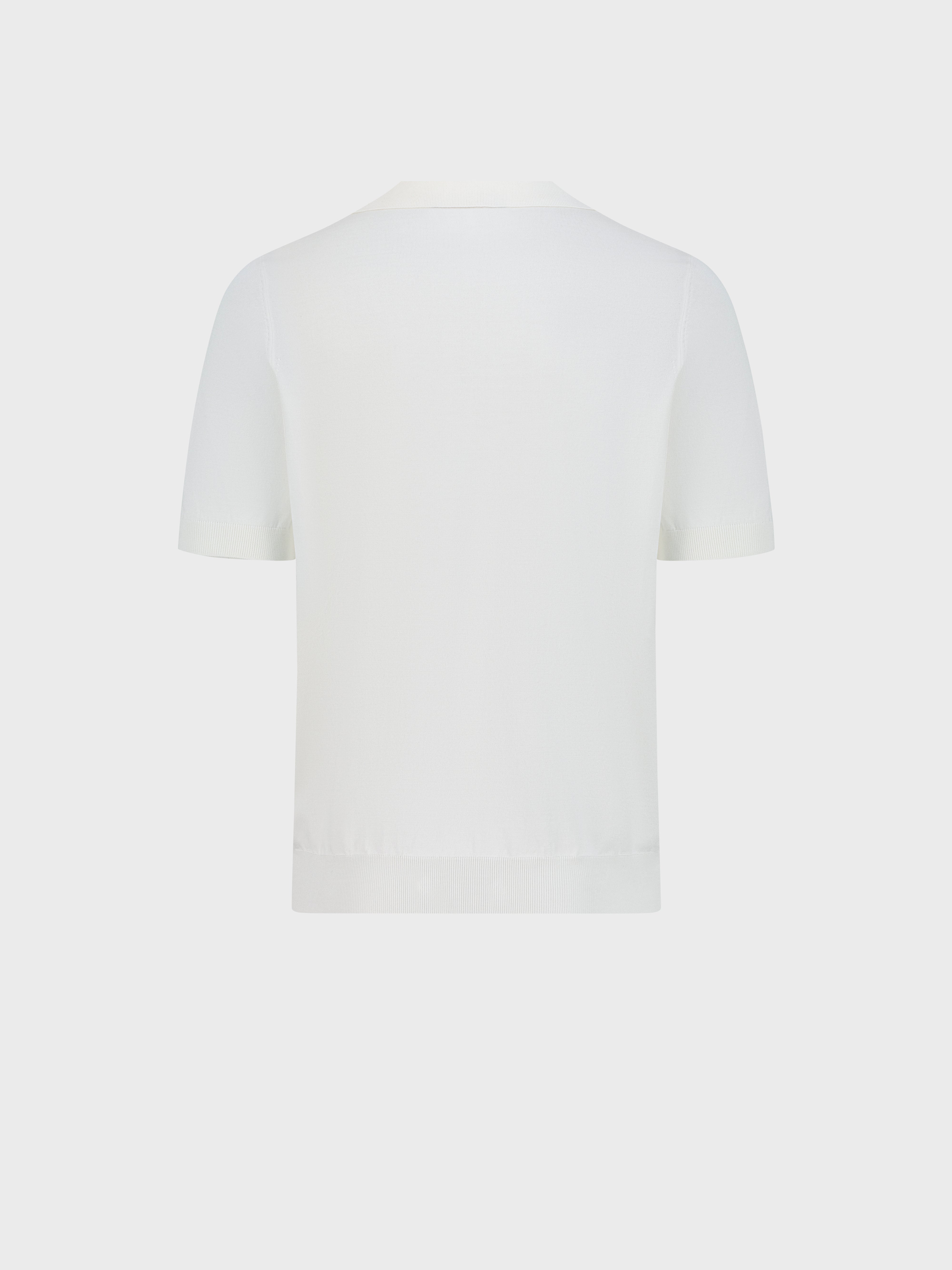 Silk and Cotton Knit Polo - Natural White