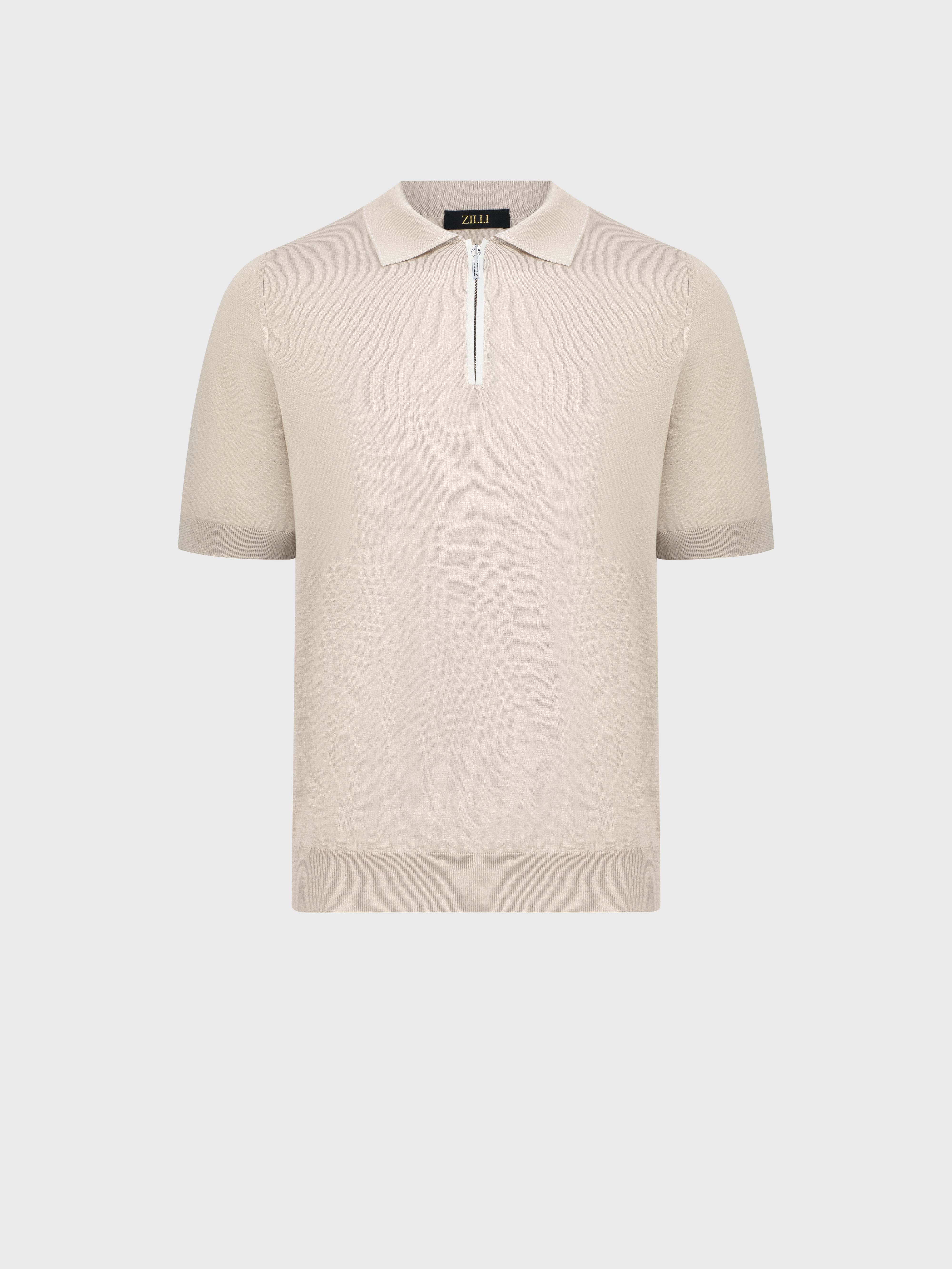 Crocodile-Detailed Silk and Cotton Polo - Pale Fawn