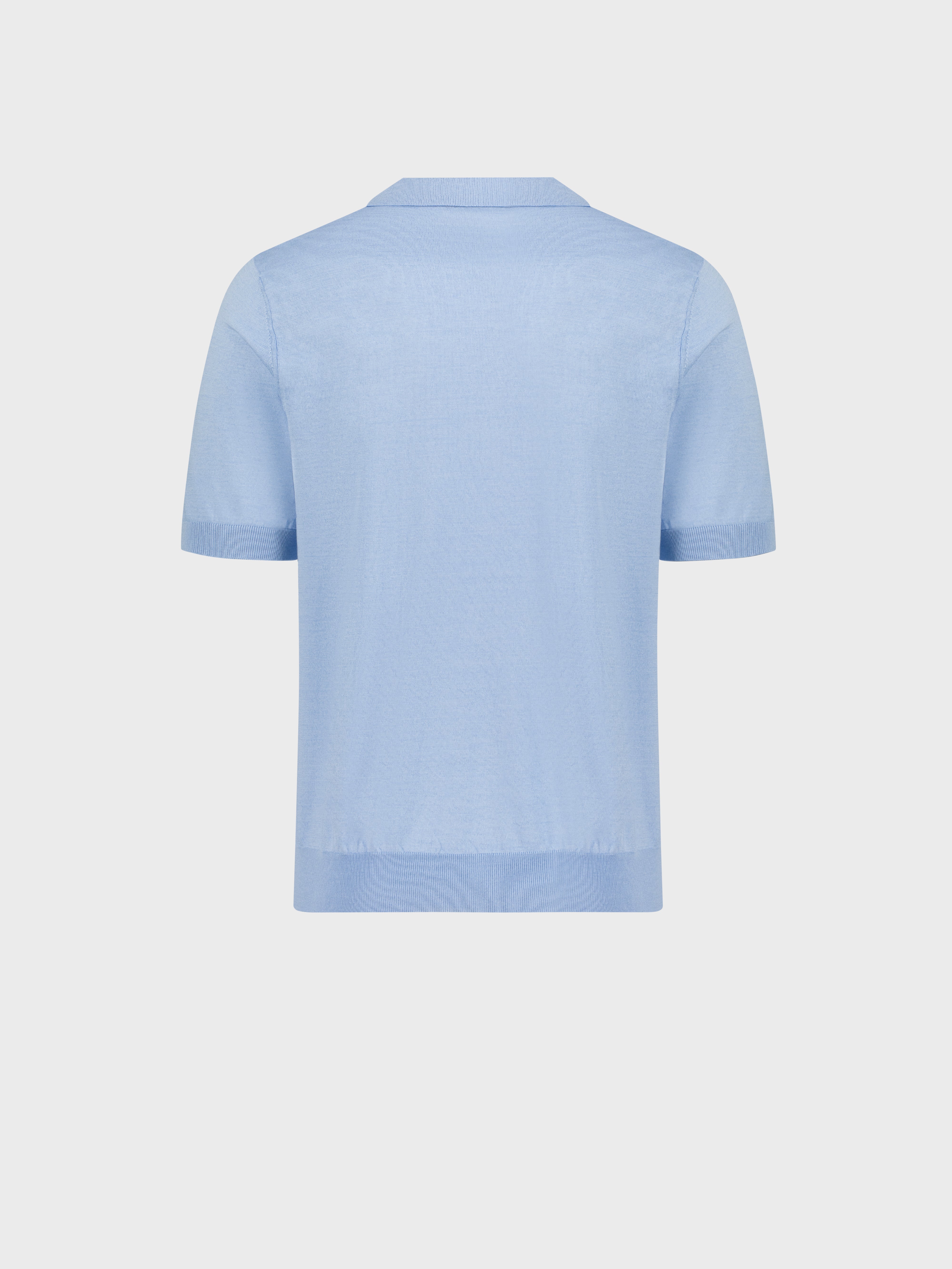 "Basket" Crocodile-Detailed Silk and Cotton Knit Polo - Pale Blue Onyx