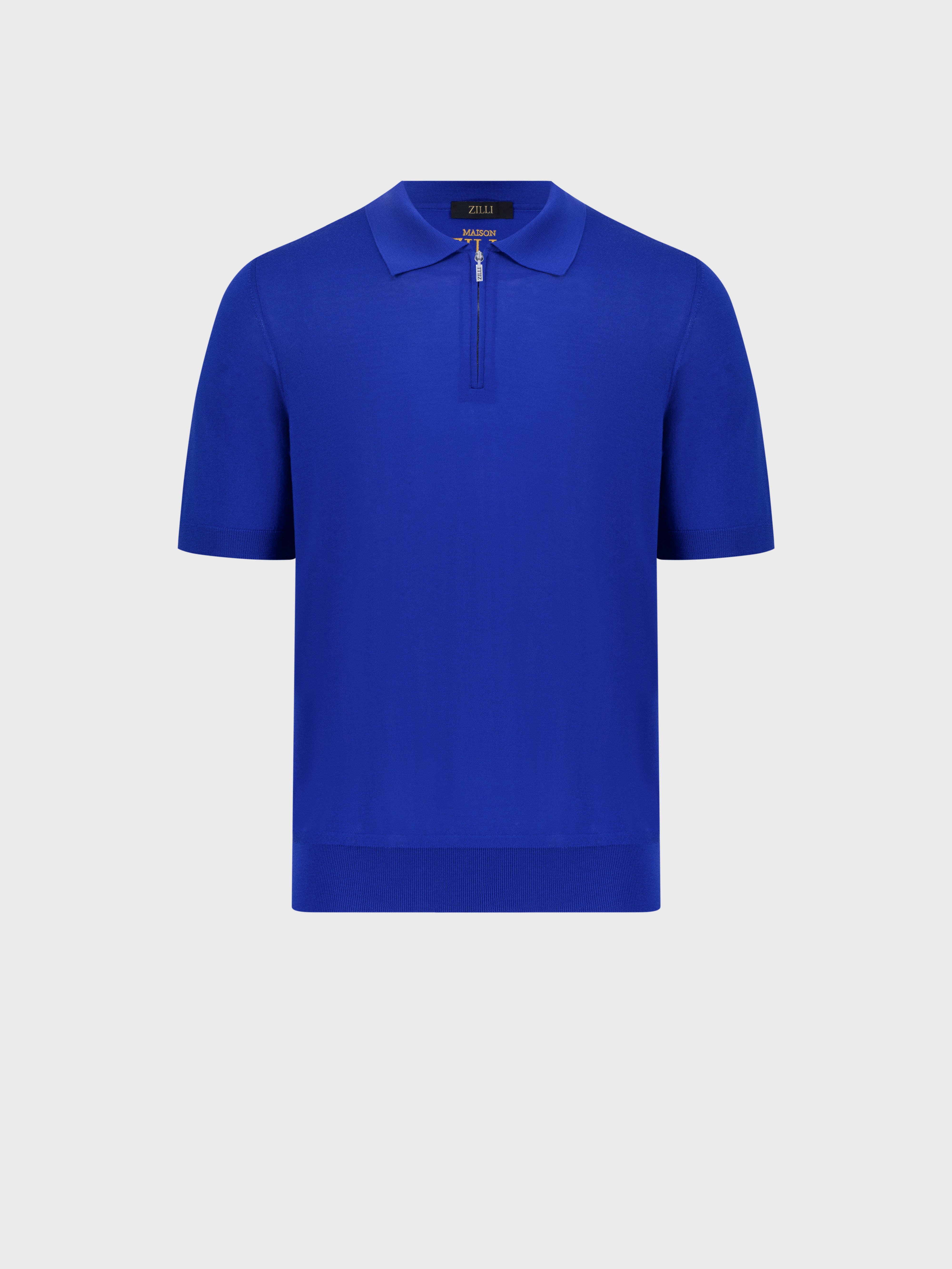 "Lion Piquet" Wool Knit Polo - Electric Blue