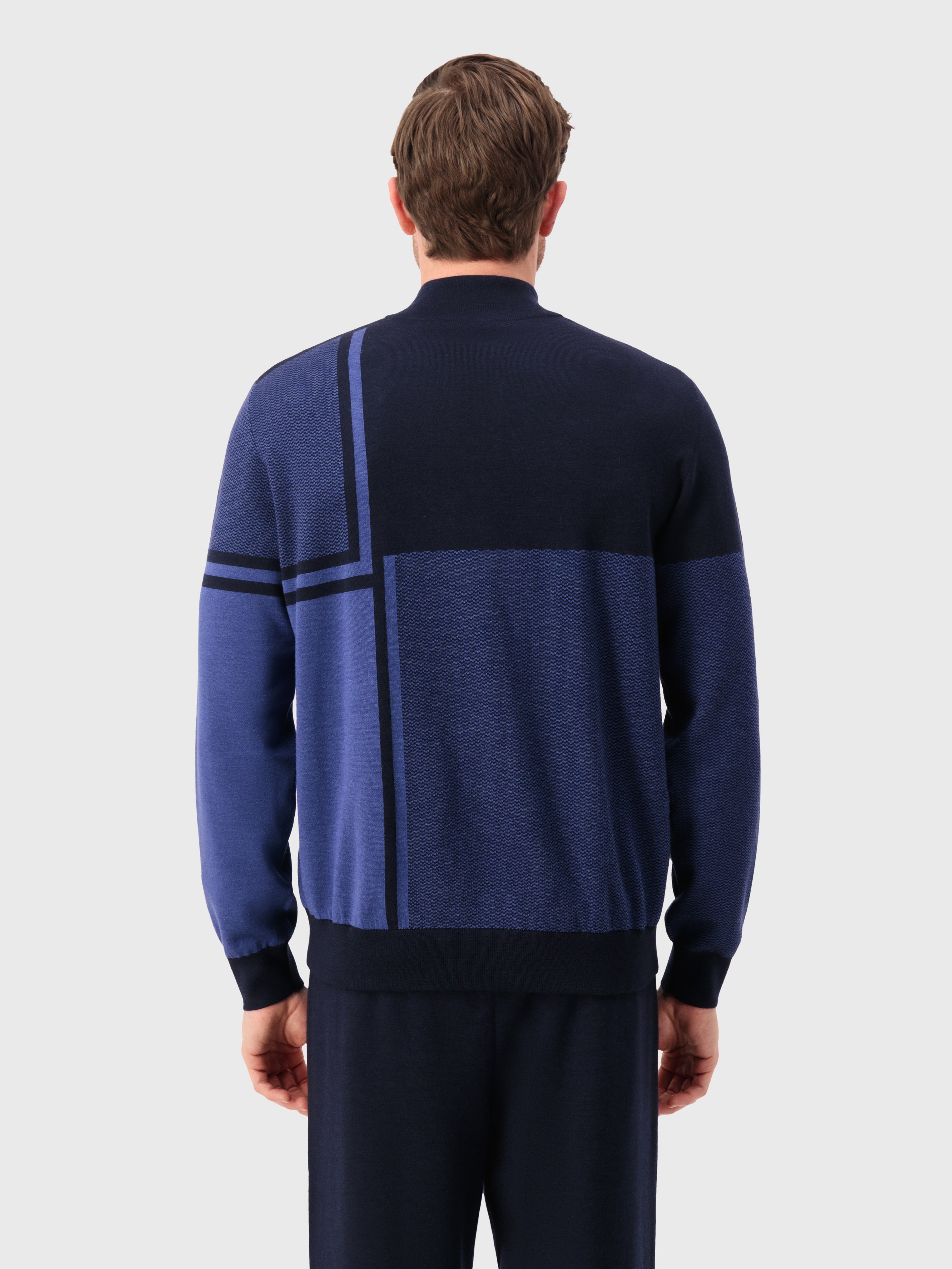 Jogging Suit with Geometric Pattern Dark Navy