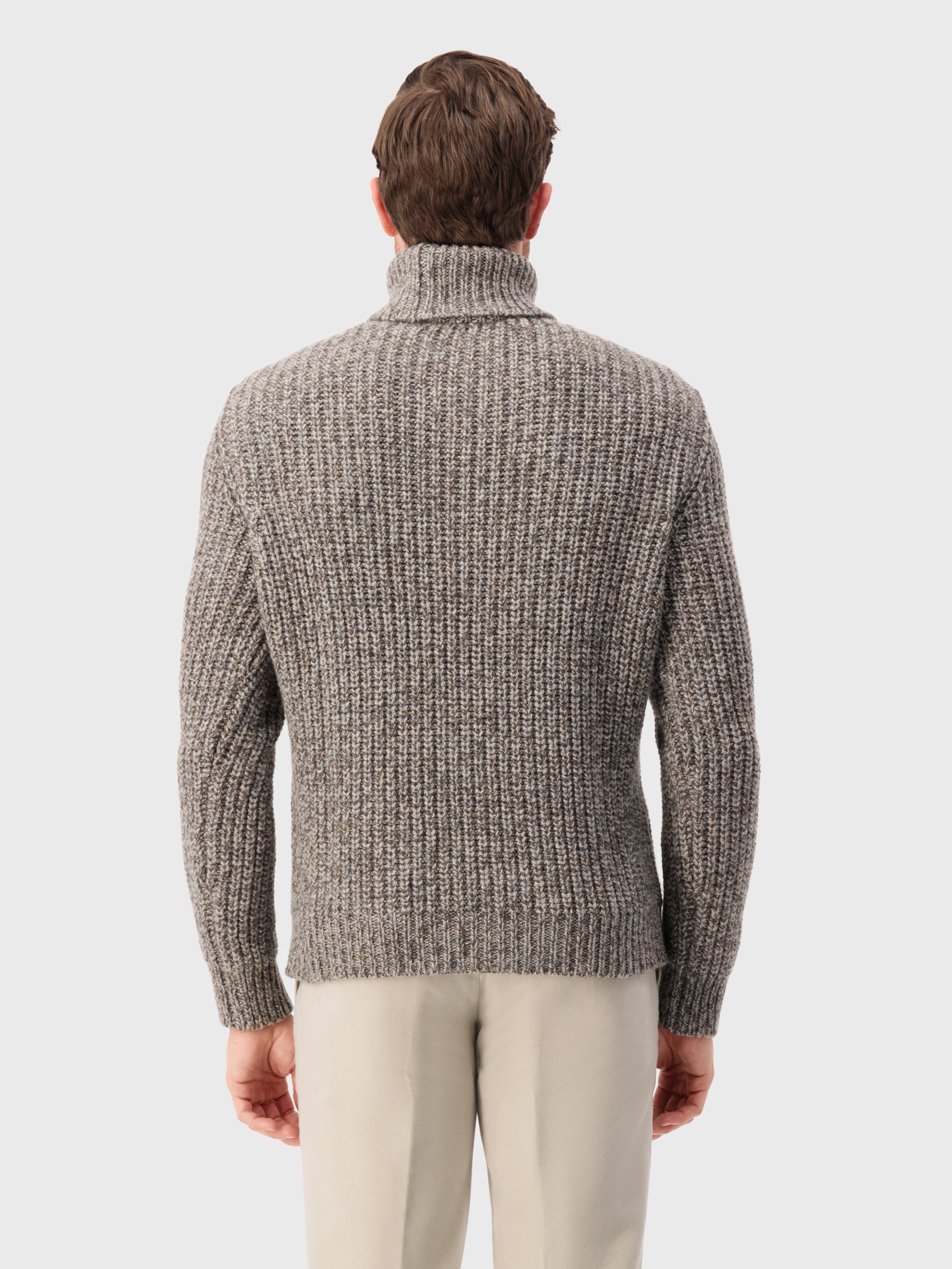 Turtleneck Knit Sweater in Cashmere Stone