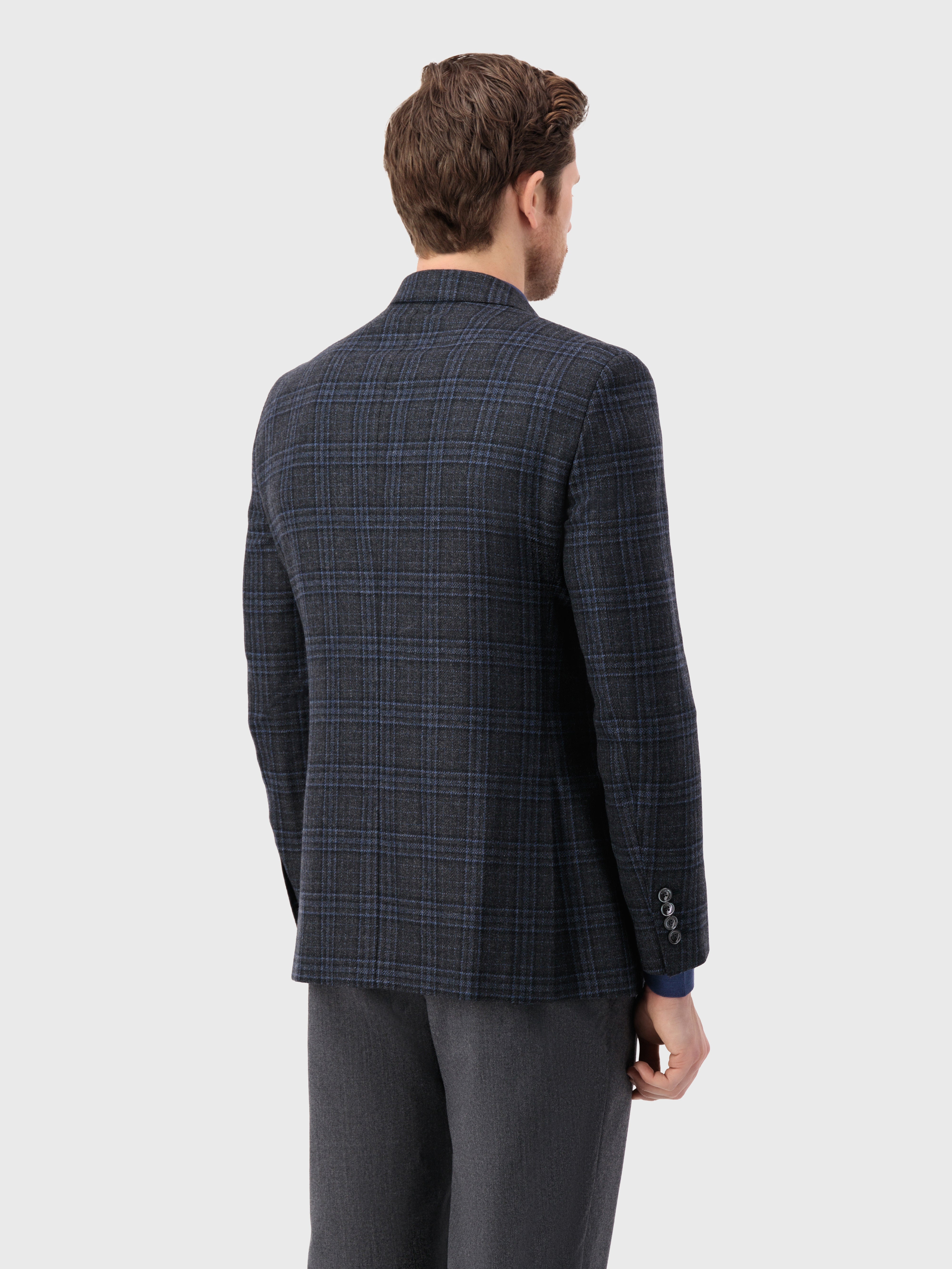 Formal Check Jacket in Cashmere Dark Charcoal