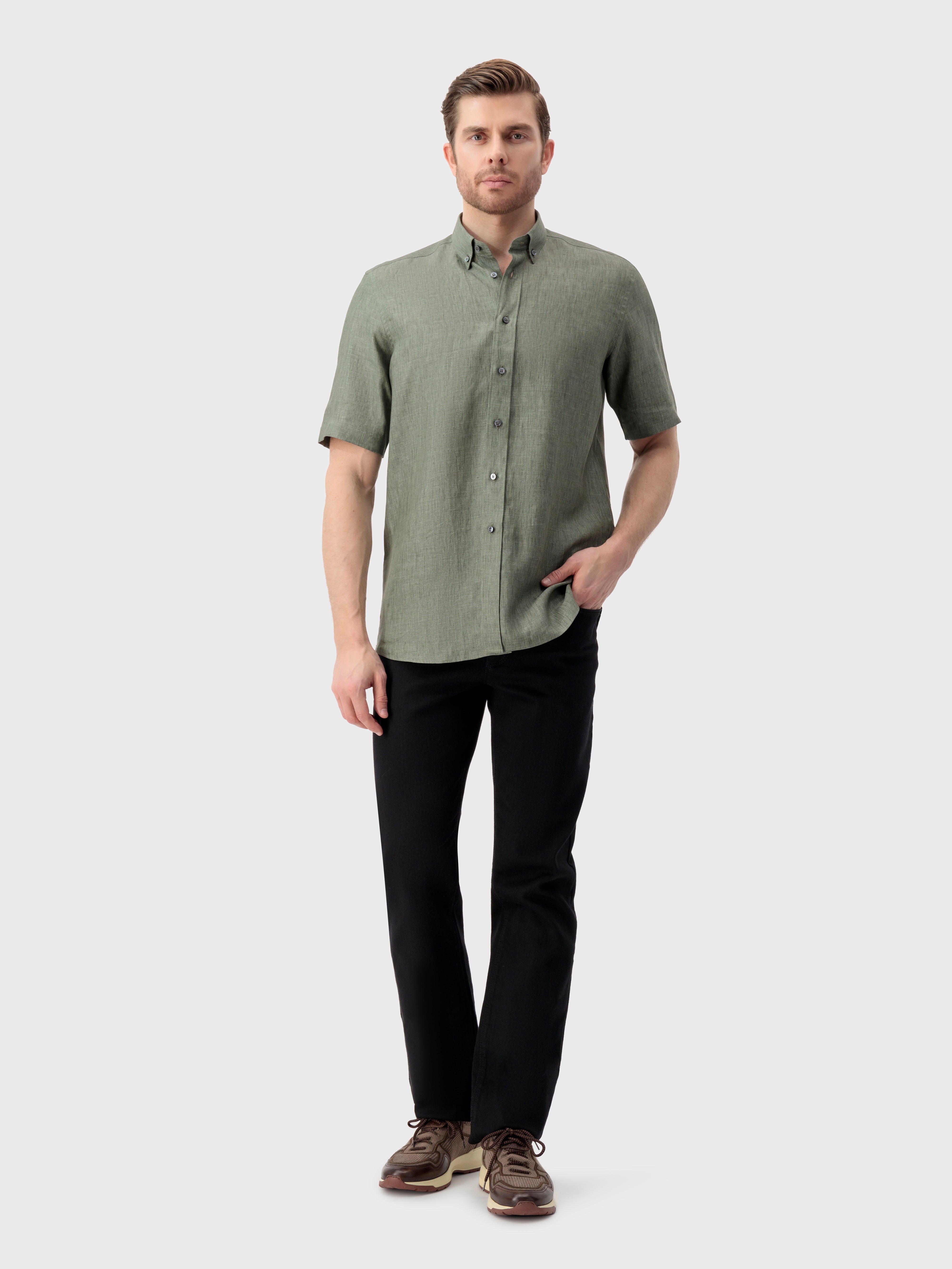 Linen Shirt - Deep Military