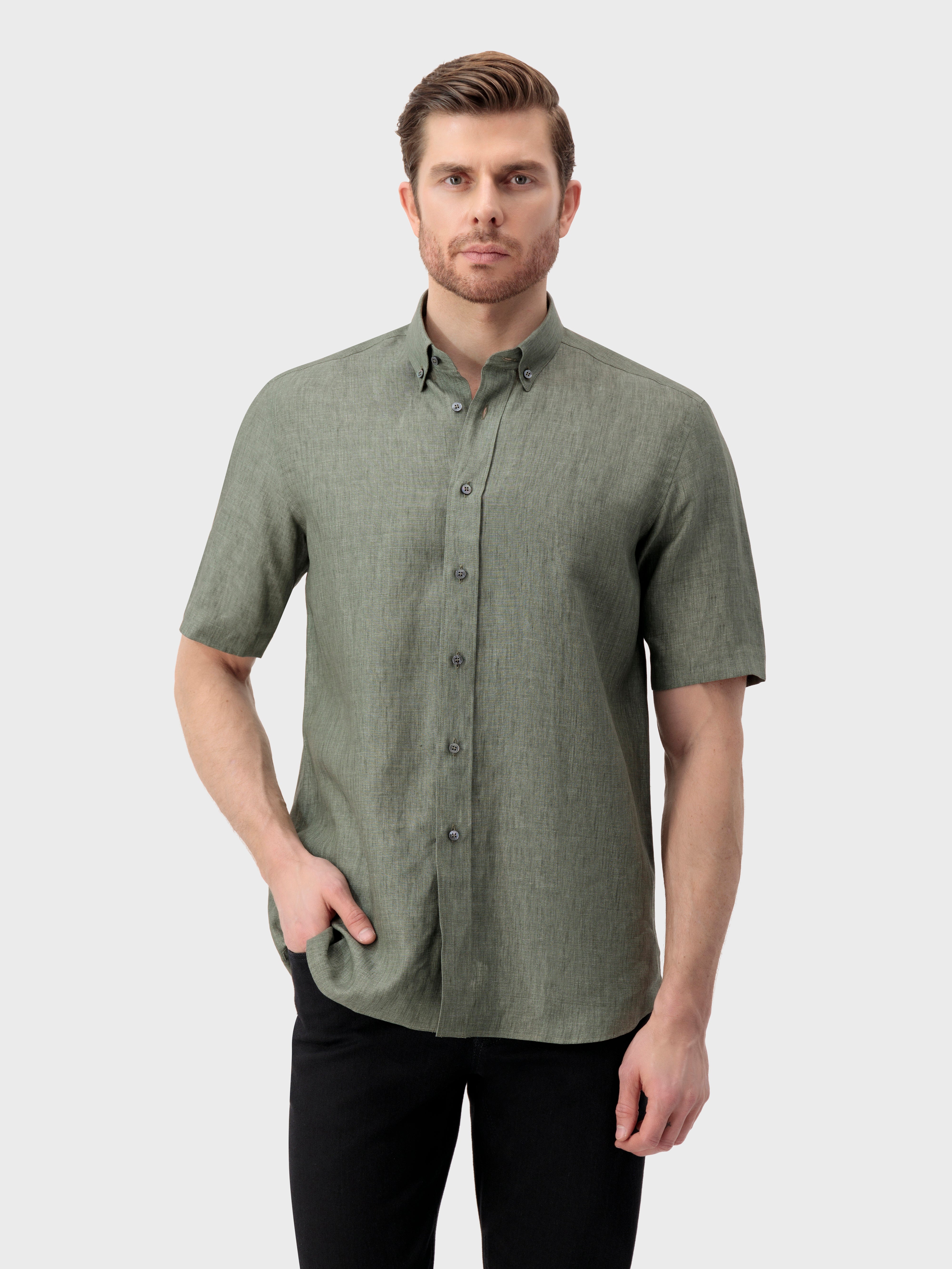 Linen Shirt - Deep Military