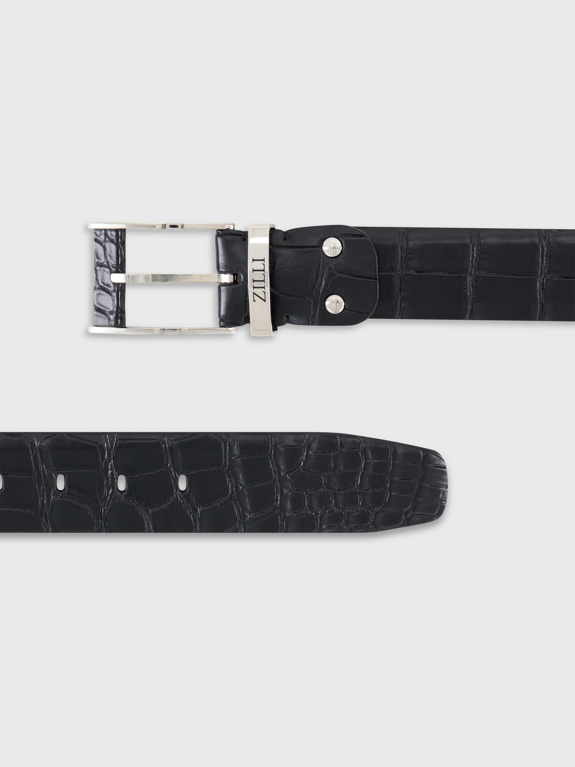 Palladium Finish 2007 Buckle Crocodile Skin Belt