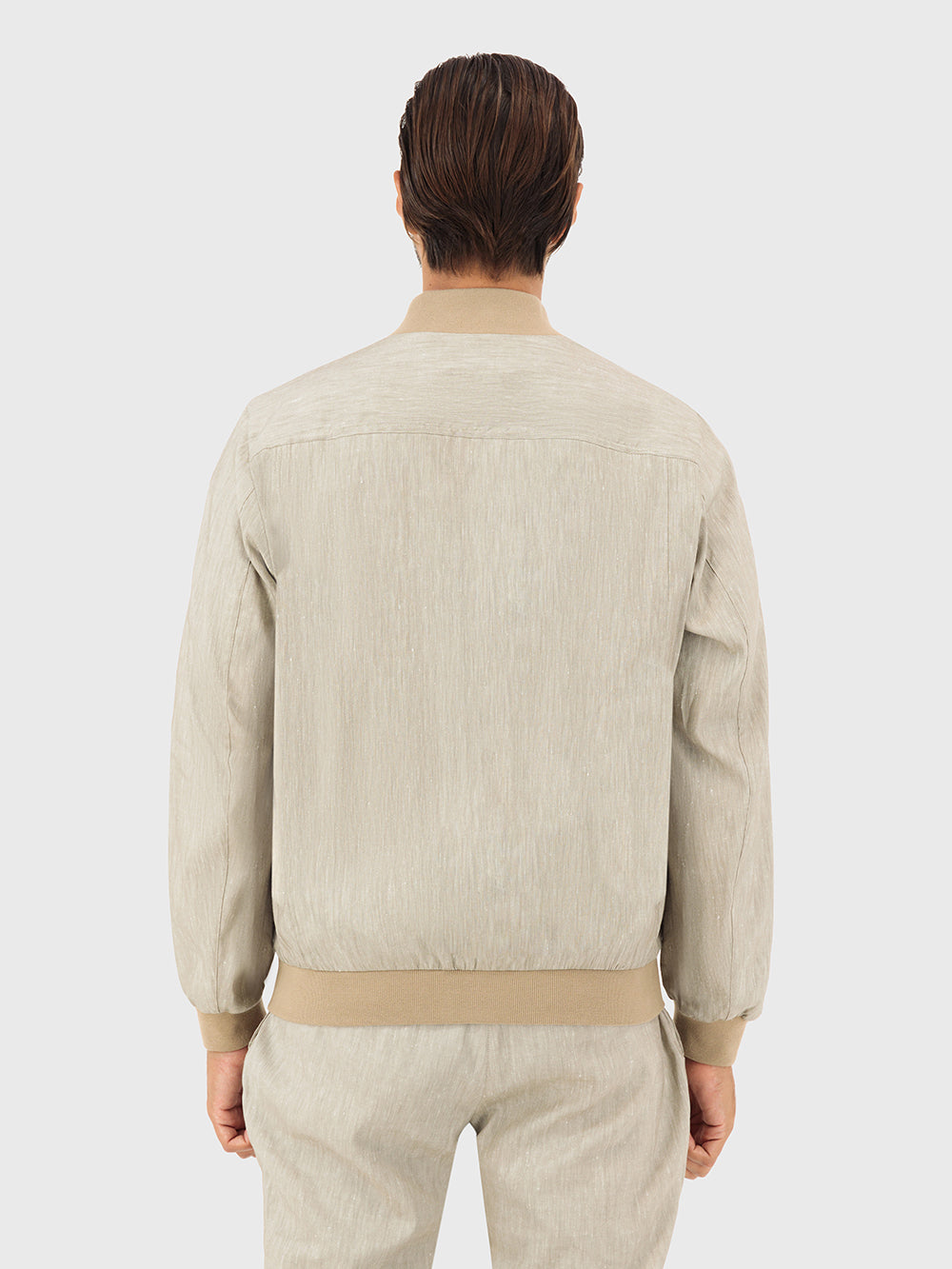 Linen and Wool Bomber with "ZILLI Signature" Embroidery