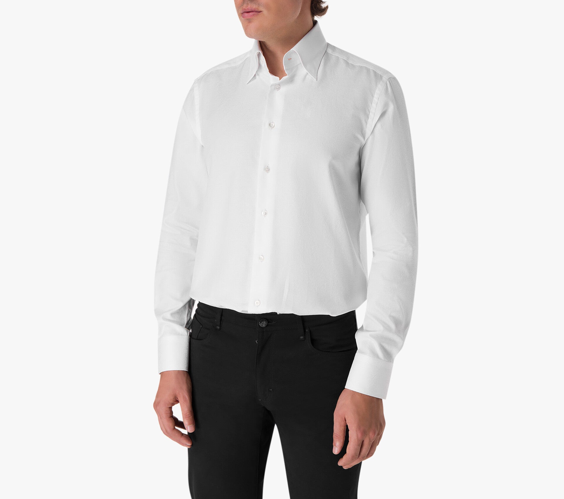 Timeless Shirt in Pure Cotton with Signature Mother-of-Pearl Buttons