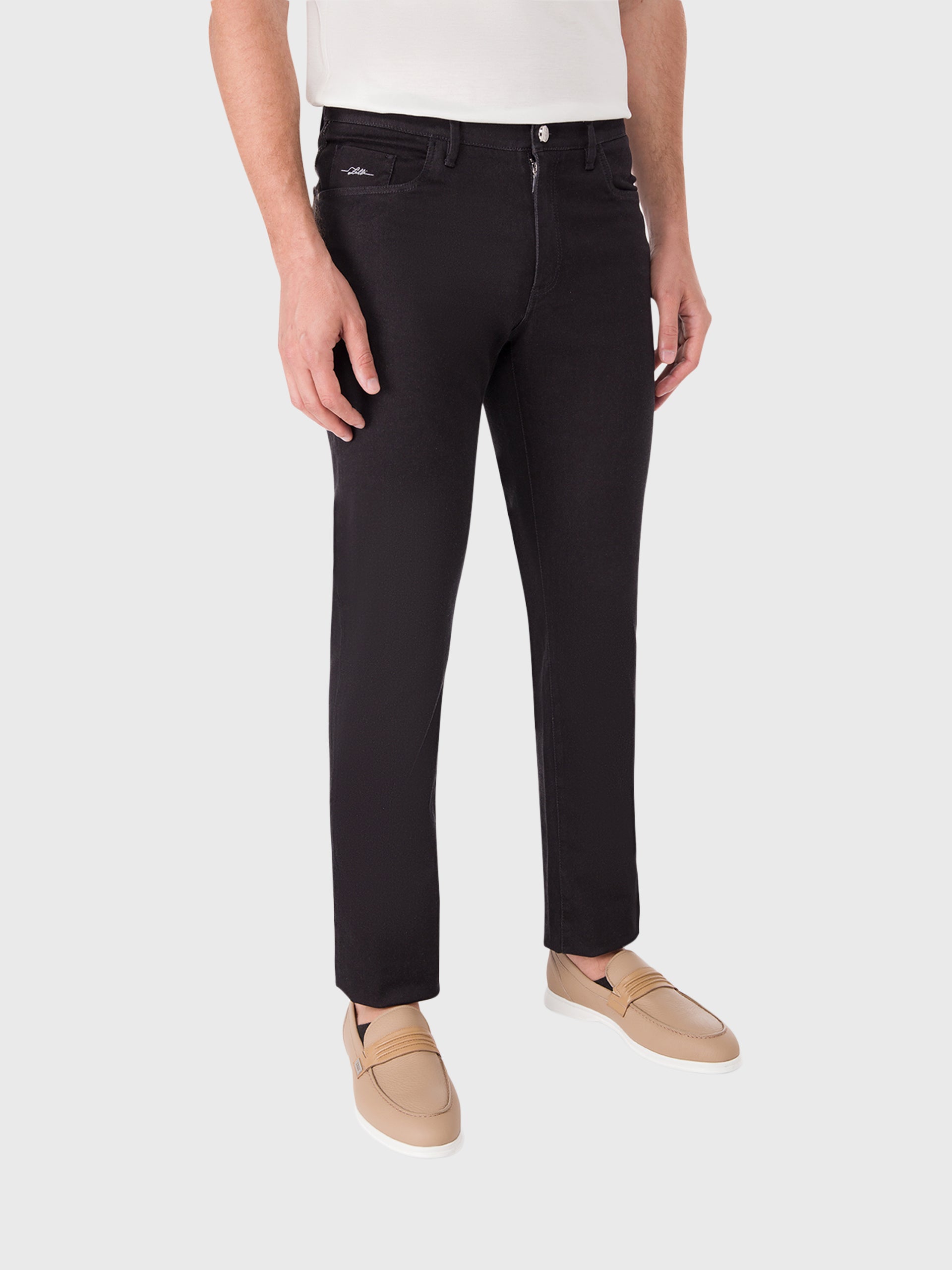 Slim Fit 5-Pocket Jeans with Signature Plaque