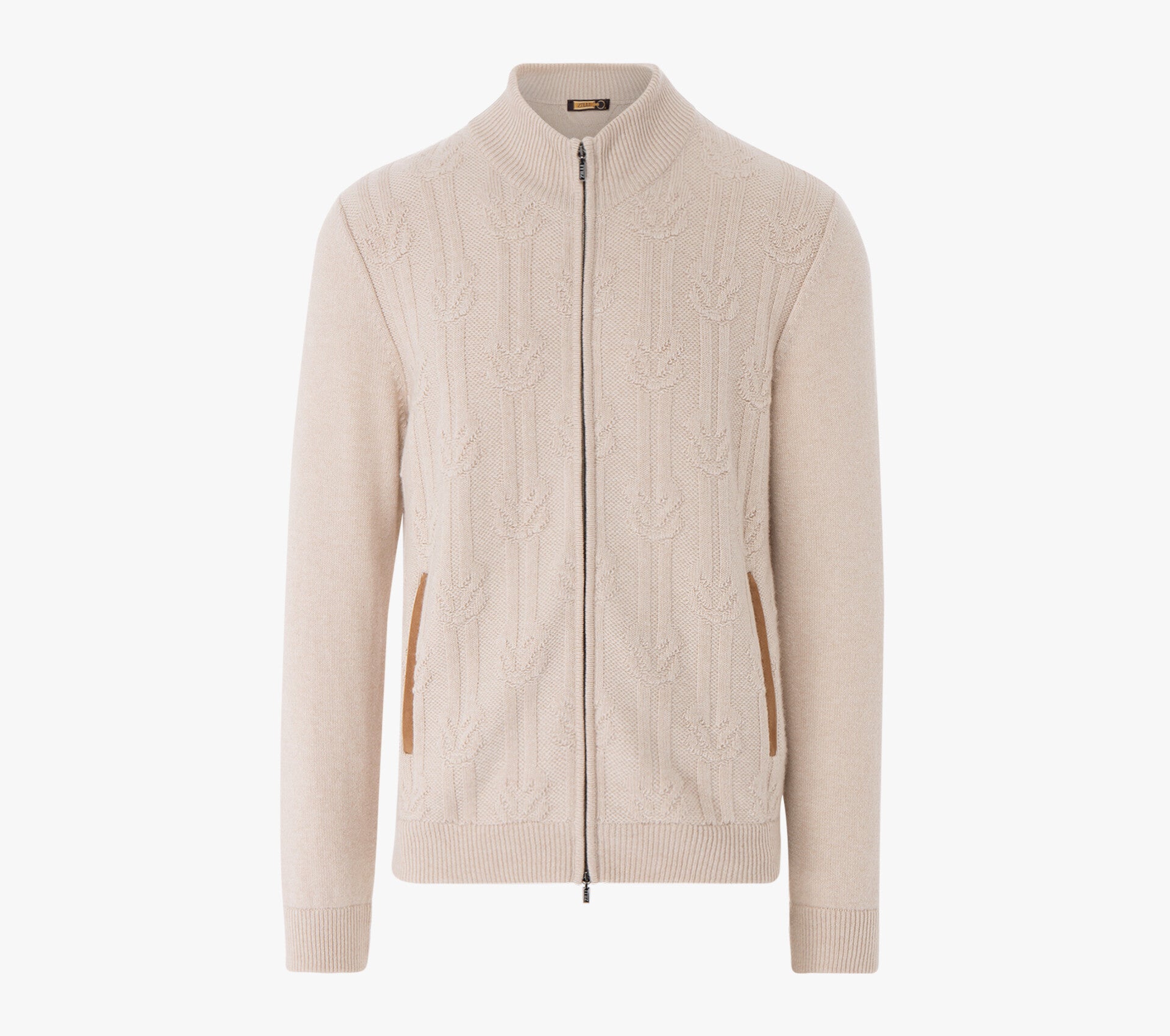 Cashmere Cardigan with Suede Calfskin Details