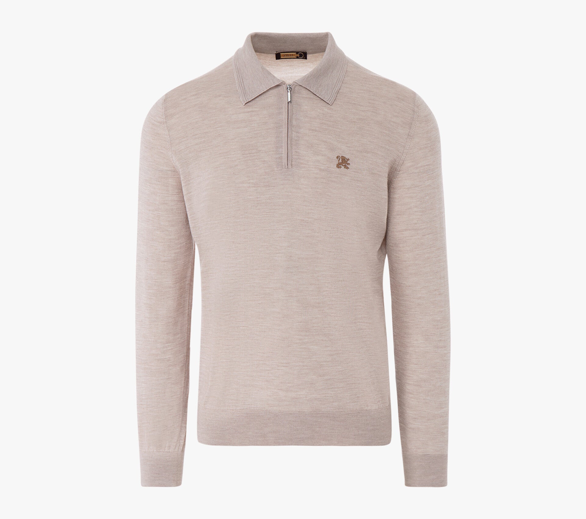 Polo Shirt in Wool, Silk, and Cashmere Knit with Micro Griffon Embroidery