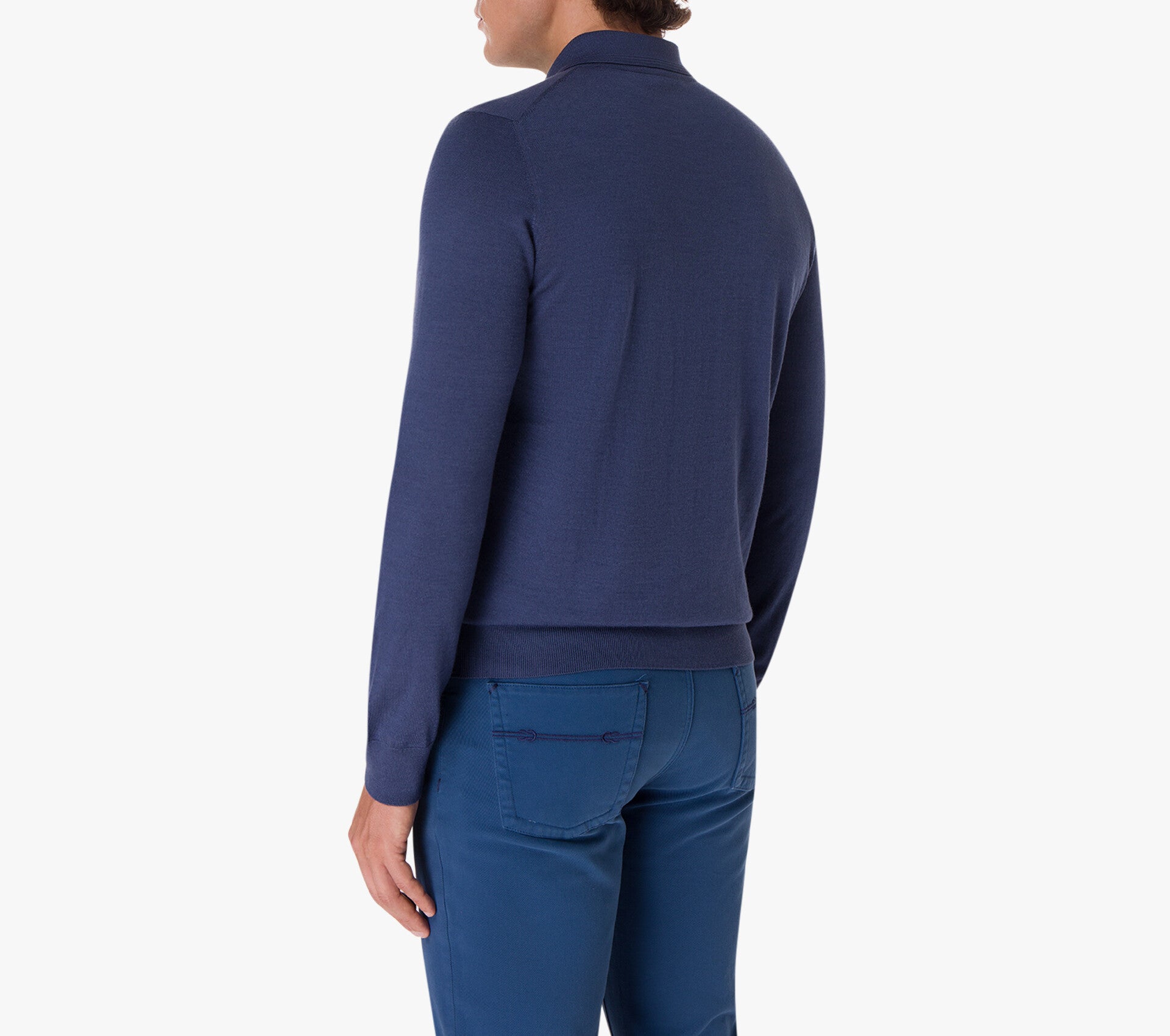 Polo Shirt in Wool, Silk, and Cashmere Knit with Micro Griffon Embroidery