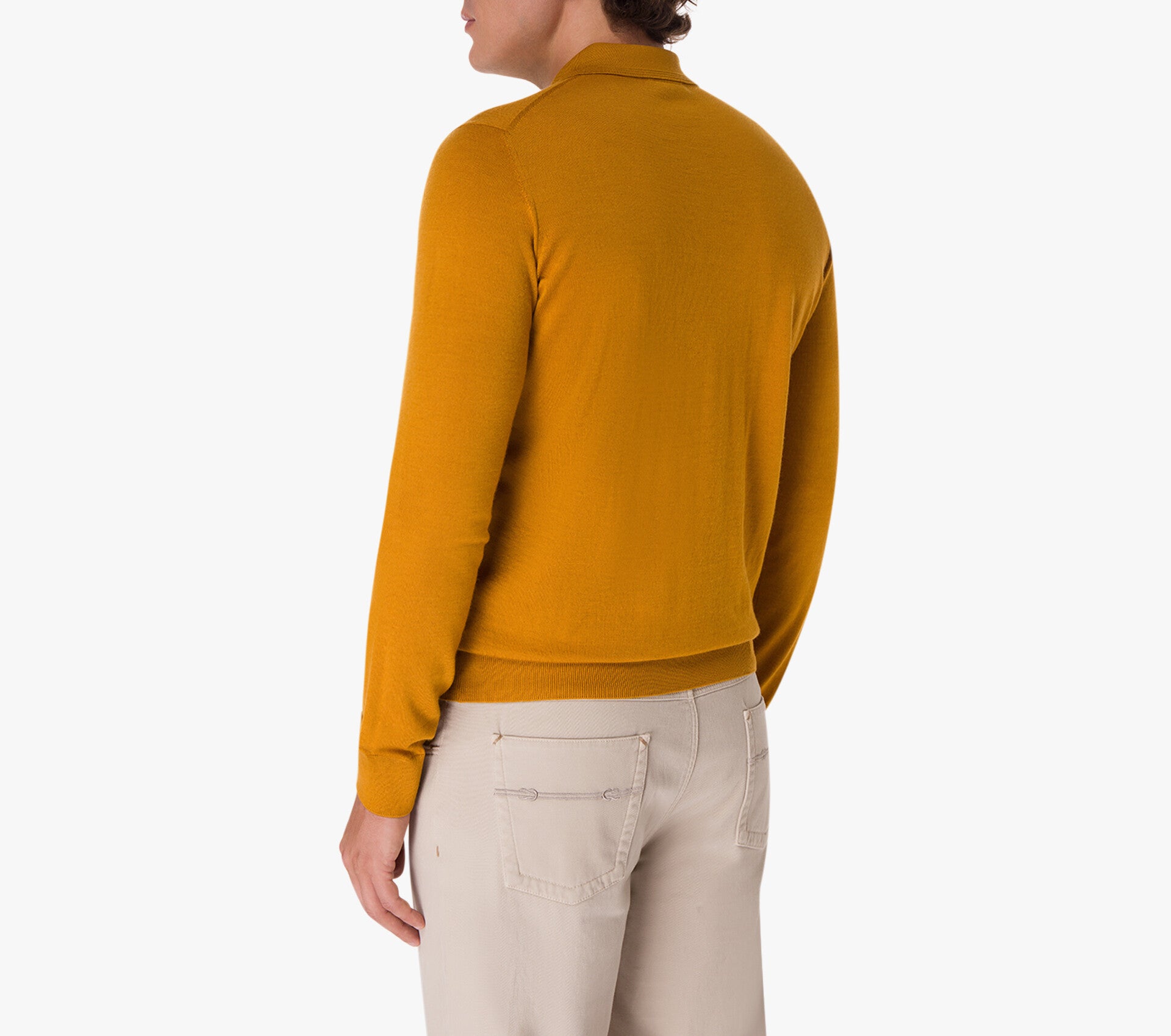 Polo Shirt in Wool, Silk, and Cashmere Knit with Micro Griffon Embroidery