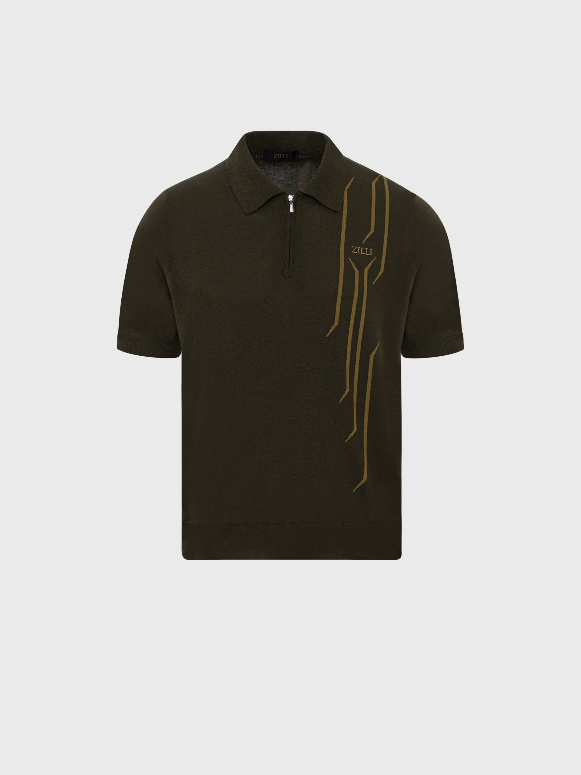Zipped Polo Shirt with Zilli Lettering
