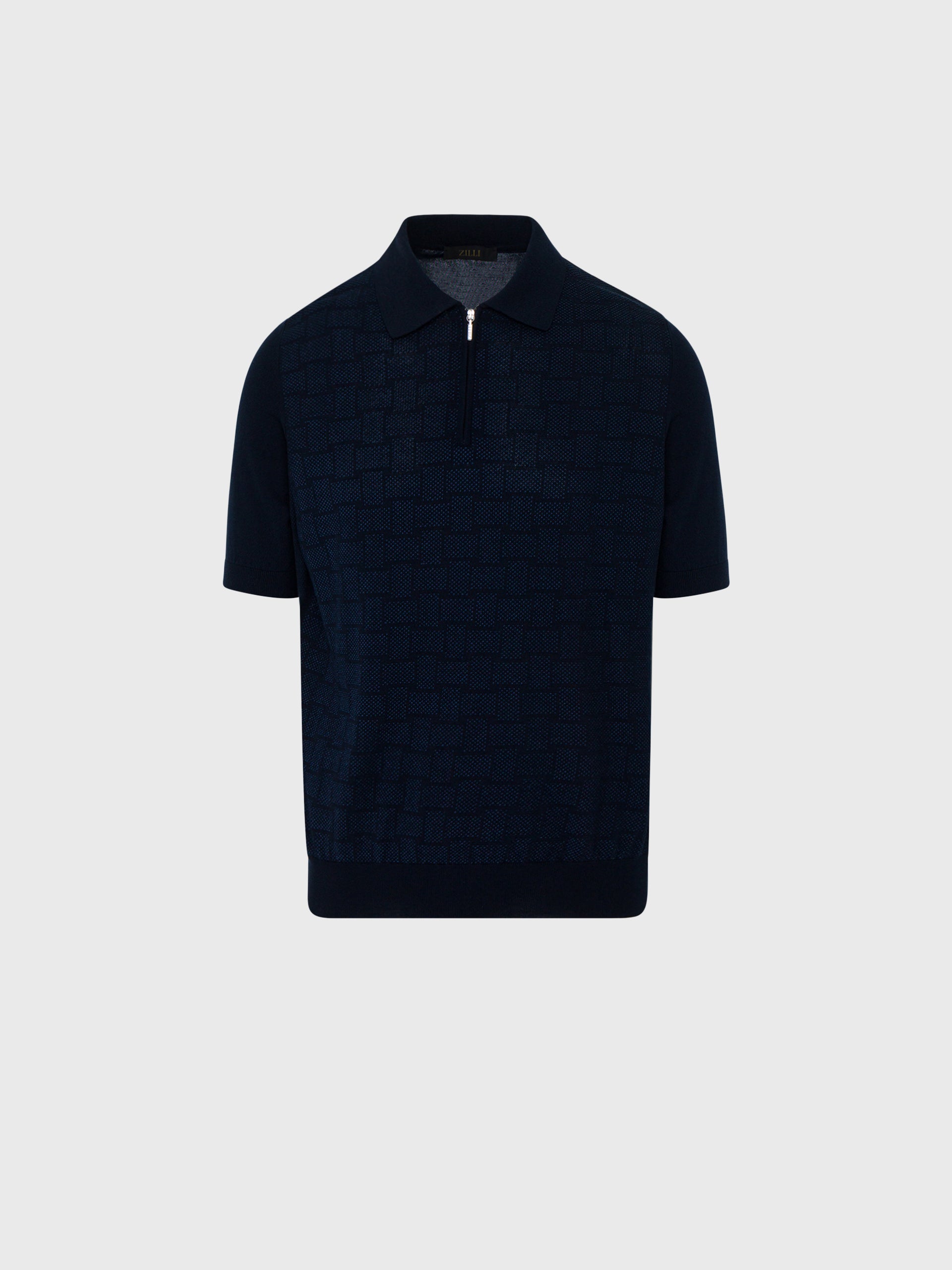 Short Zipped Polo with Intersection Pattern