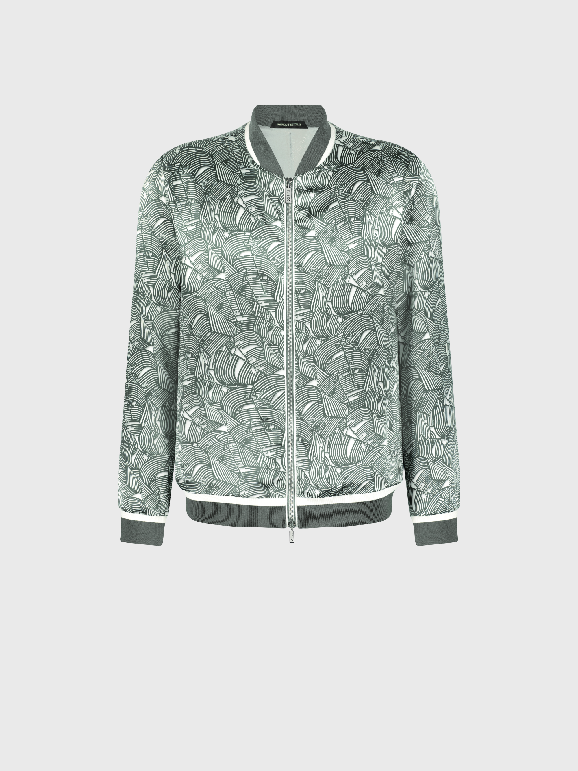 Bomber Jacket in Printed Cinema Band Pattern