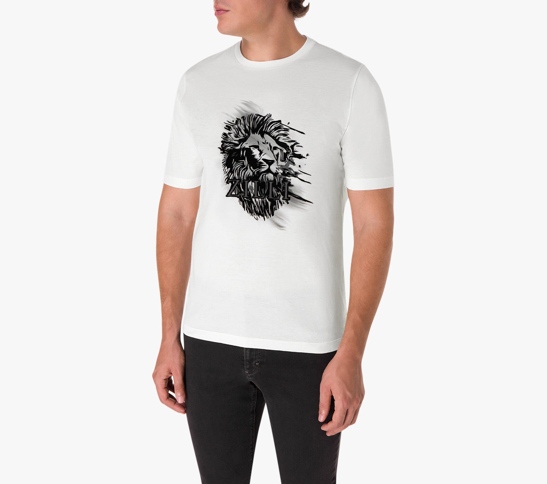 T-shirt with Lion in the Wind Embroidery